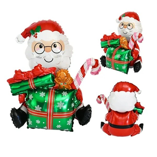 Balon Mos Craciun cu Cadou, Flippy, din Folie de Aluminiu, 102x83cm, Multicolor