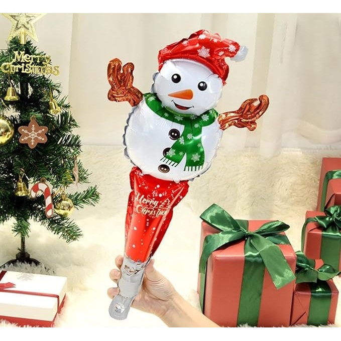 Balon Om de Zapada, Flippy, din Folie de Aluminiu, de Mana, Tema Craciun, 29.5x61.5cm, Multicolor