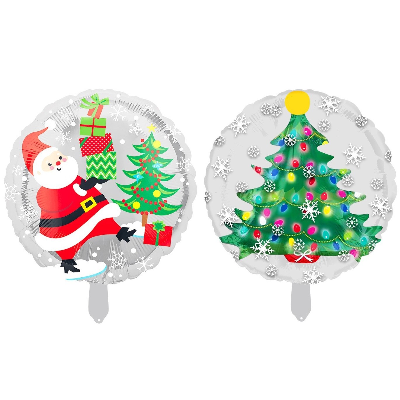 Balon Rotund, Flippy, din Folie de Aluminiu, Tema Craciun, Model Mos Craciun si Brad, 44.5x53 cm, Multicolor
