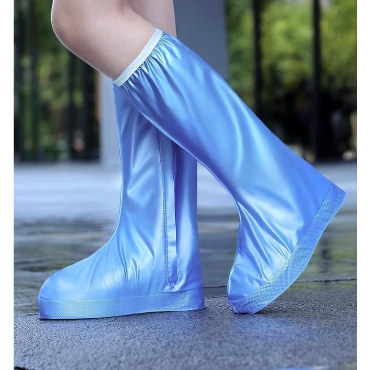 Protectie Incaltaminte pentru Ploaie si Noroi, Flippy, Impermeabila, Talpa Antiderapanta, cu Fermoar si Capsa, Inaltime 40 cm, Marime XXL 42-43, Albastru