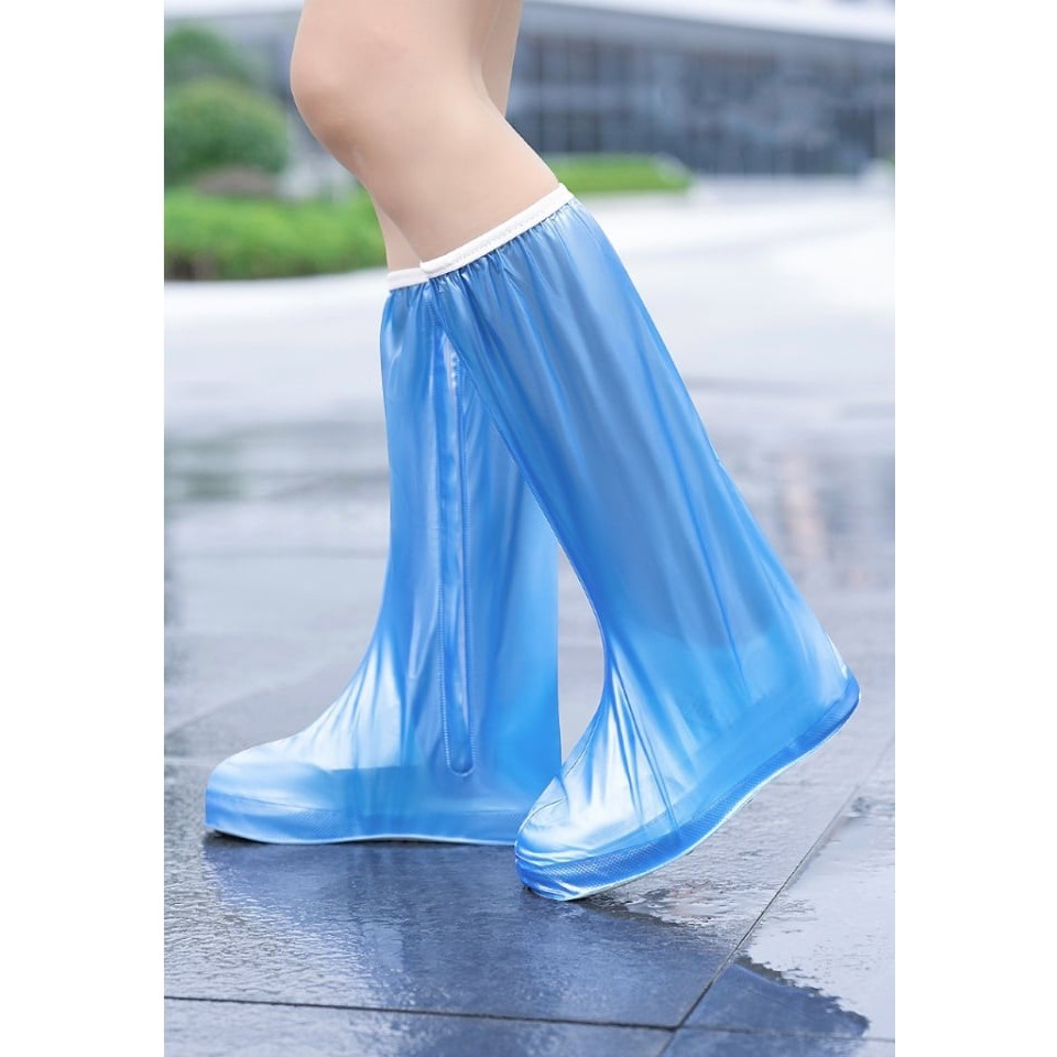 Protectie Incaltaminte pentru Ploaie si Noroi, Flippy, Impermeabila, Talpa Antiderapanta, cu Fermoar si Capsa, Inaltime 40 cm, Marime XXXL 44-45, Albastru