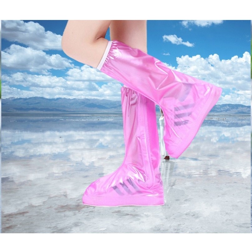 Protectie Incaltaminte pentru Ploaie si Noroi, Flippy, Impermeabila, Talpa Antiderapanta, cu Fermoar si Capsa, Inaltime 40 cm, Marime M 36-37, Roz