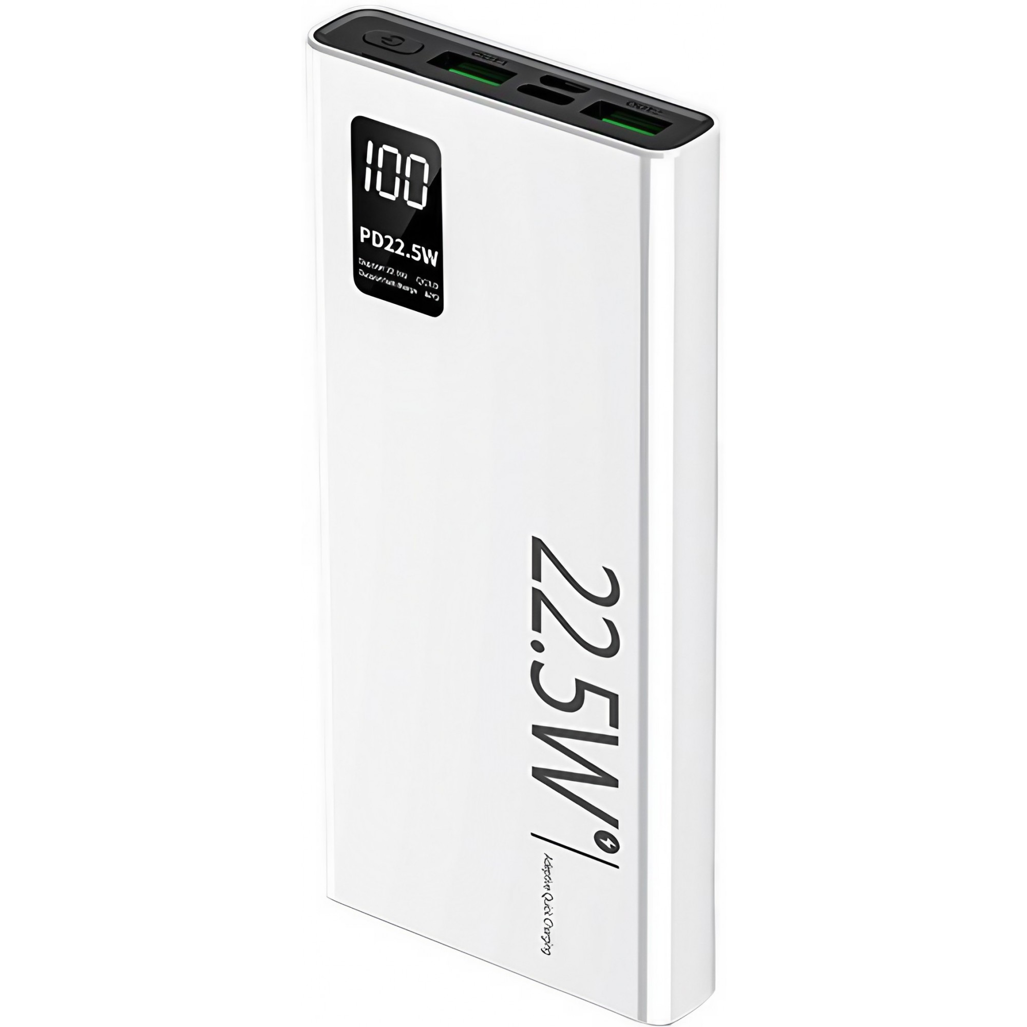 Power bank telefoane - Baterie Externa Powerbank, , Ultra-Subtire cu Ecran Digital, Compatibilitate Universala, TYPE-C si USB x2, 10000 mAh, Power Delivery 22.5W, 144x66x16 mm, Alb