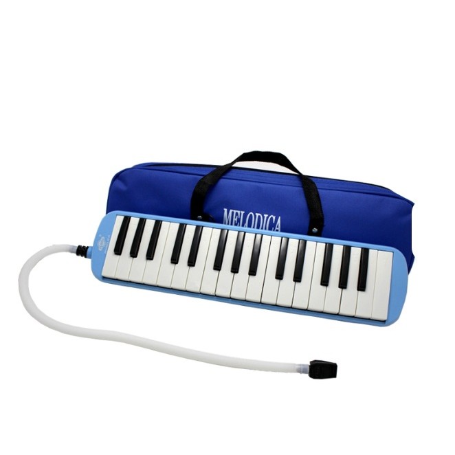 Muzicuta Melodica 32 Clape, Flippy, din ABS, pentru Incepatori, 45 x 13 x 7 cm, Include Husa si Suflator, Albastru