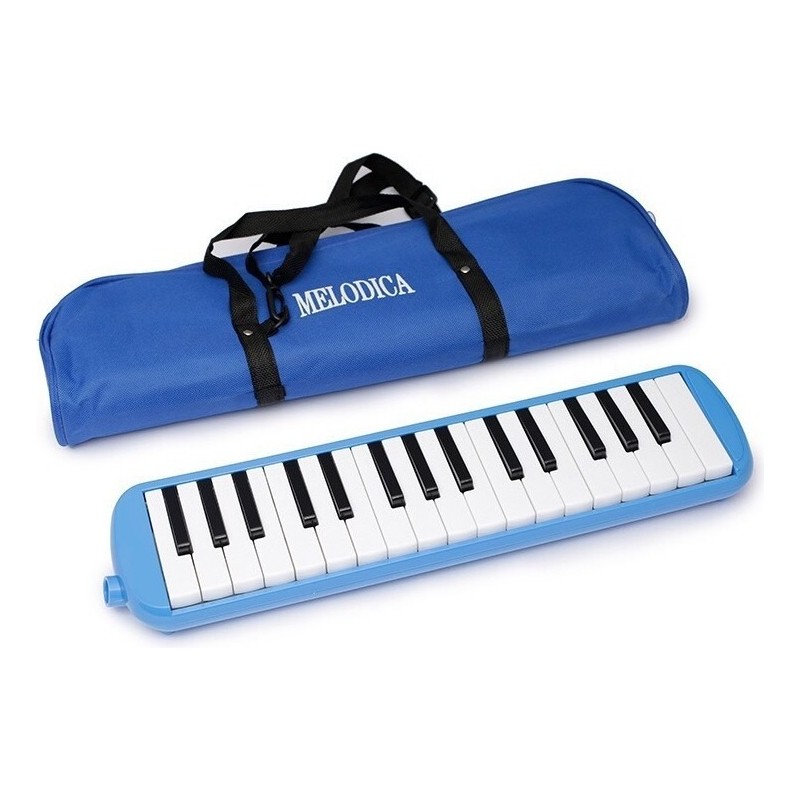 Muzicuta Melodica 32 Clape, Flippy, din ABS, pentru Incepatori, 45 x 13 x 7 cm, Include Husa si Suflator, Albastru