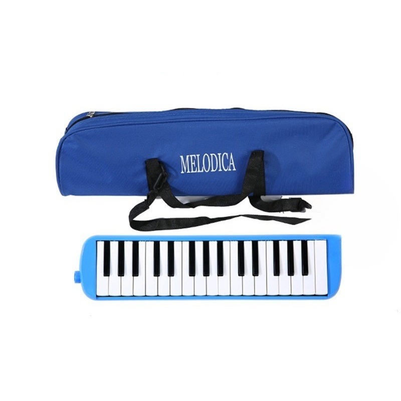 Muzicuta Melodica 32 Clape, Flippy, din ABS, pentru Incepatori, 45 x 13 x 7 cm, Include Husa si Suflator, Albastru