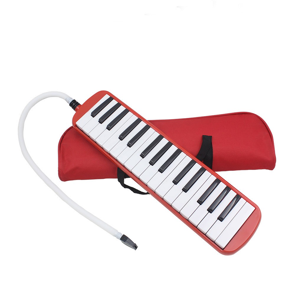 Muzicuta Melodica 32 Clape, Flippy, din ABS, pentru Incepatori, 45 x 13 x 7 cm, Include Husa si Suflator, Rosu