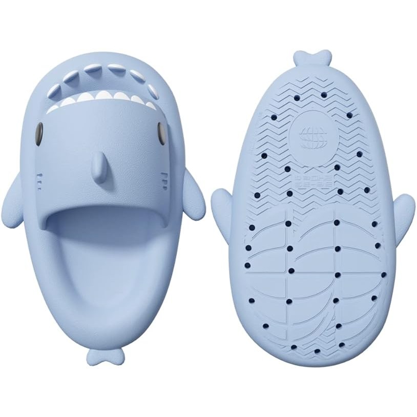 Papuci Tip Rechin, Flippy, Unisex, din Spuma EVA, Talpa Groasa Antiderapanta, Rezistenti la Uzura, Marime 38-39, Albastru Deschis