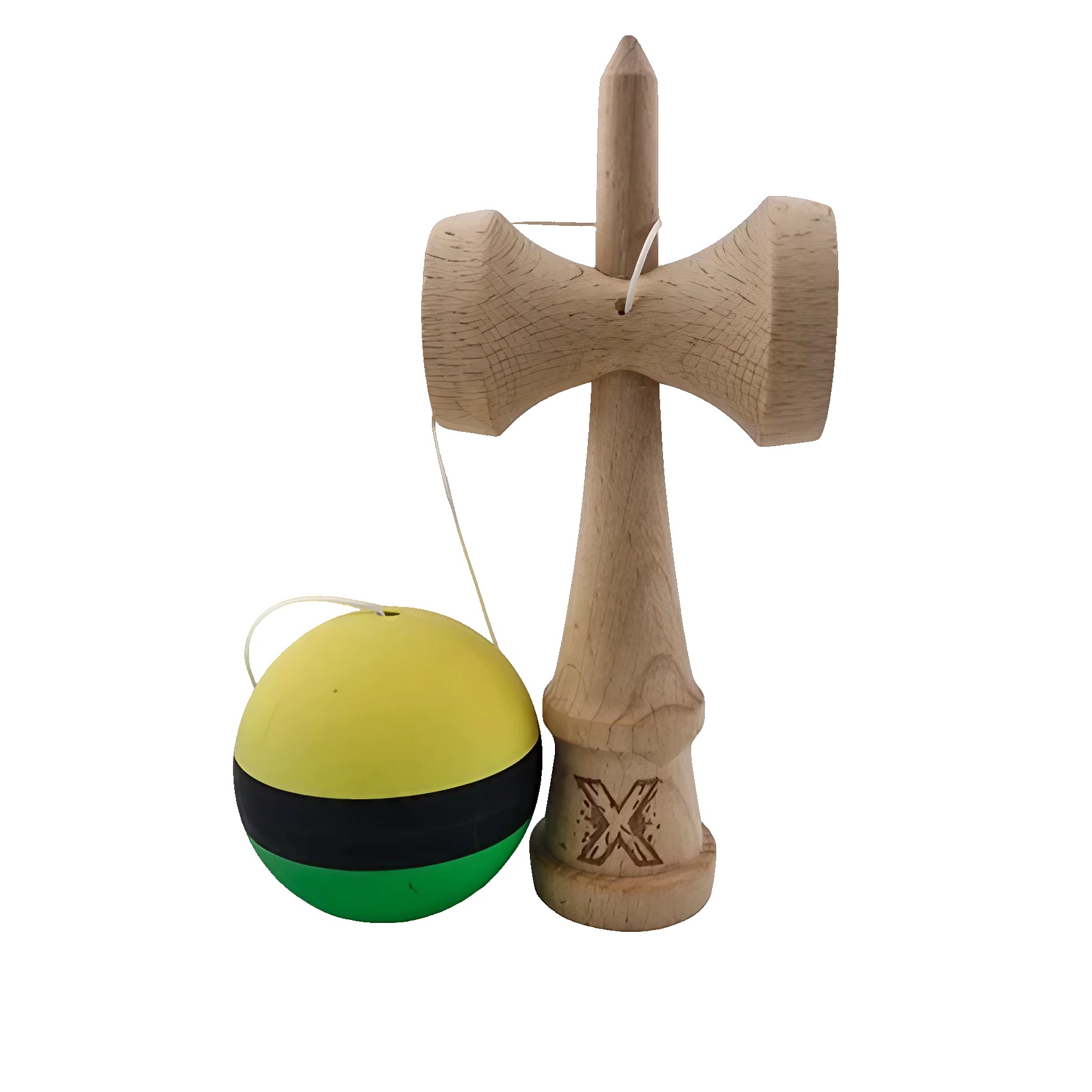 Kendama X Originala, Profesionala, Flippy, din Lemn, Rubber Grip, 18 cm, Galben/Negru/Verde Kendama X Originala, Profesionala, Flippy, din Lemn, Rubber Grip, 18 cm, Galben/Negru/Verde
