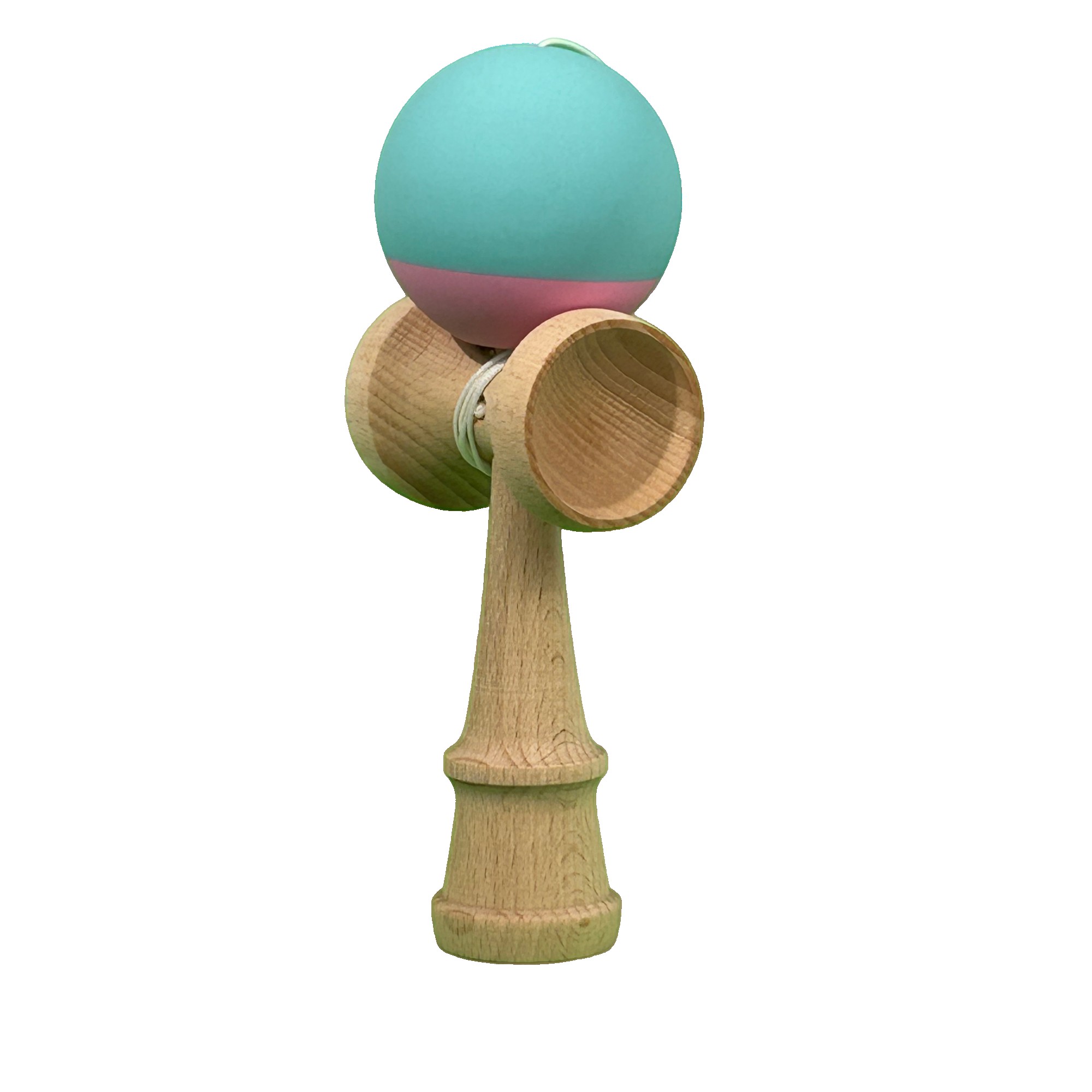 Jucarie Interactiva Kendama Profesionala, Flippy, din Lemn, 18 cm, Joc de Indemanare pentru Copii si Adulti, Bicolor Turcoaz Roz