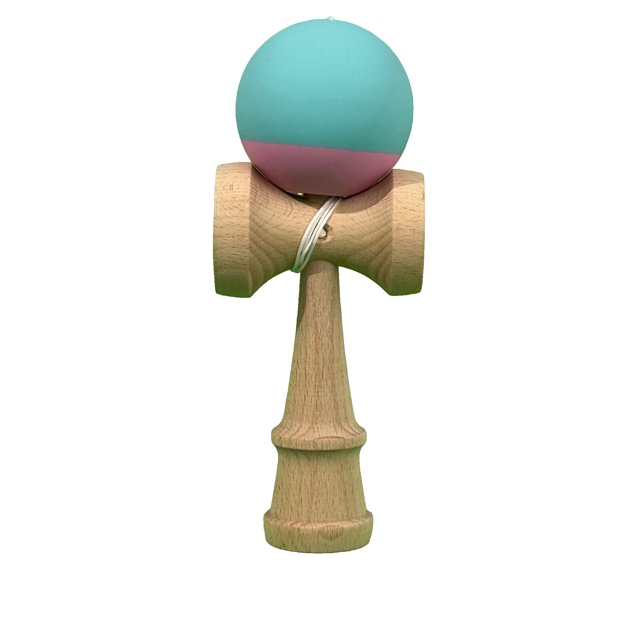 Jucarie Interactiva Kendama Profesionala, Flippy, din Lemn, 18 cm, Joc de Indemanare pentru Copii si Adulti, Bicolor Turcoaz Roz