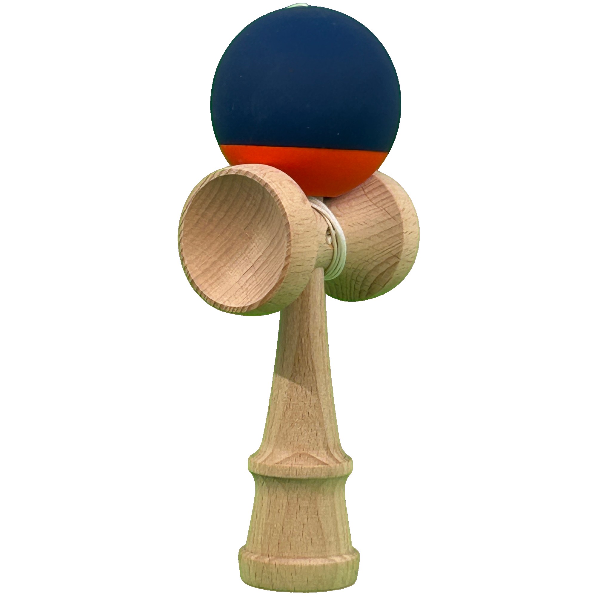 Jucarie Interactiva Kendama Profesionala, Flippy, din Lemn, 18 cm, Joc de Indemanare pentru Copii si Adulti, Bicolor Albastru inchis/Rosu