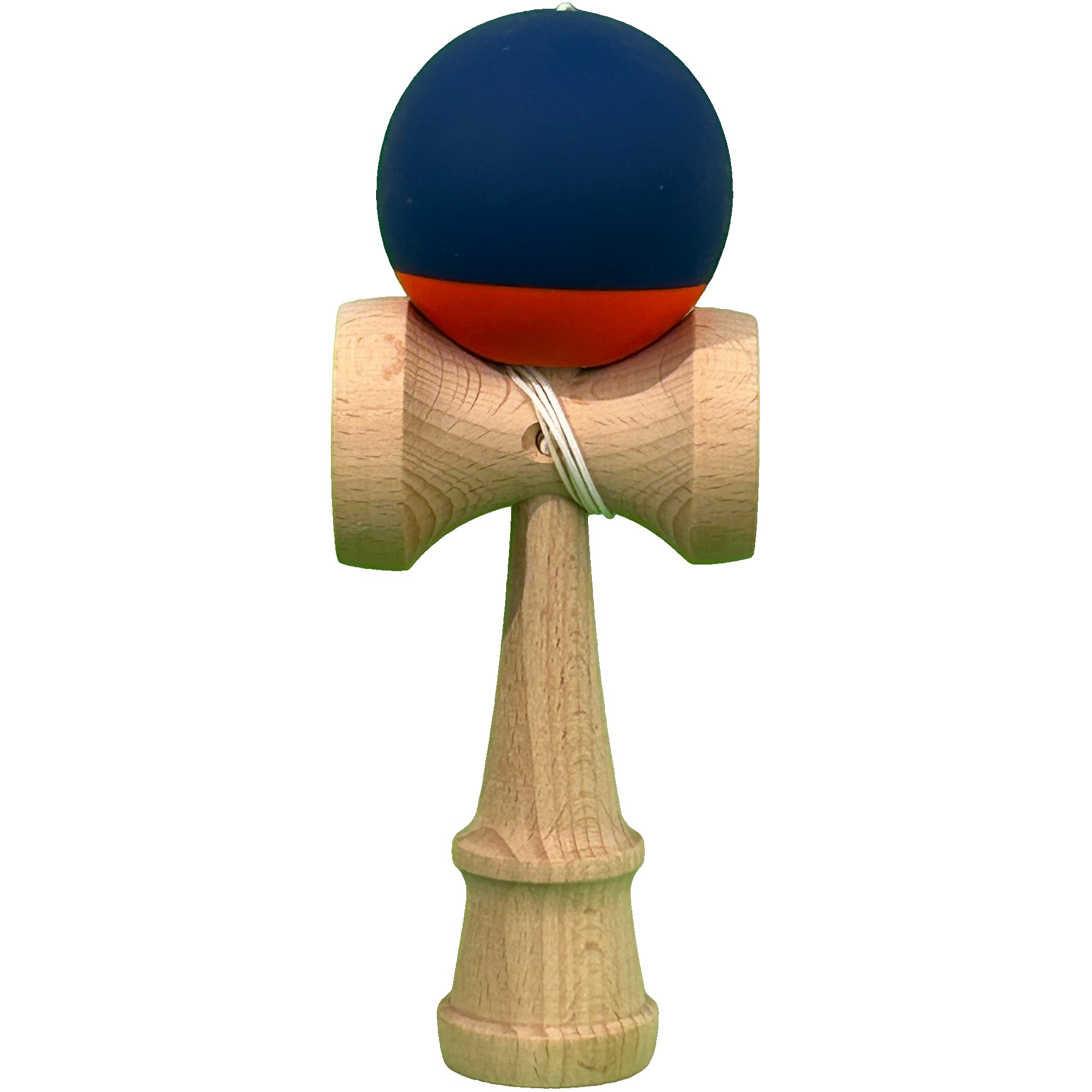 Jucarie Interactiva Kendama Profesionala, Flippy, din Lemn, 18 cm, Joc de Indemanare pentru Copii si Adulti, Bicolor Albastru inchis/Rosu