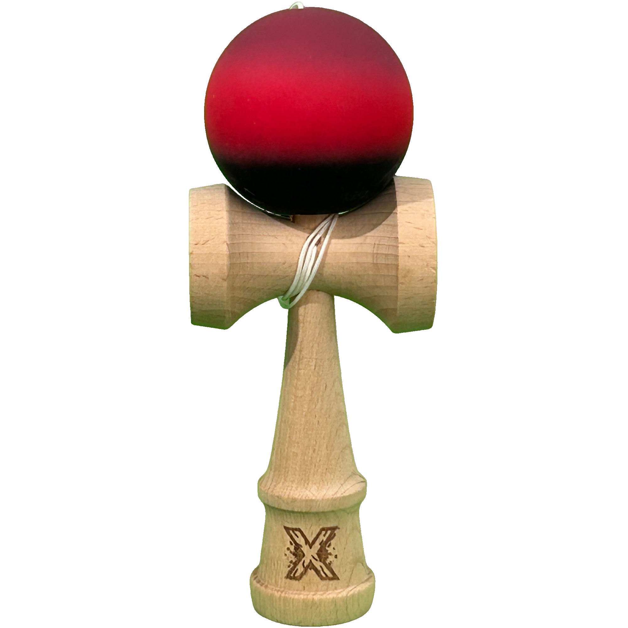 Jucarie Interactiva Kendama X Profesionala, Flippy, din Lemn cu Bila Cauciucata, 18 cm, Joc de Indemanare pentru Copii si Adulti, Gradient Mov/Rosu/Negru