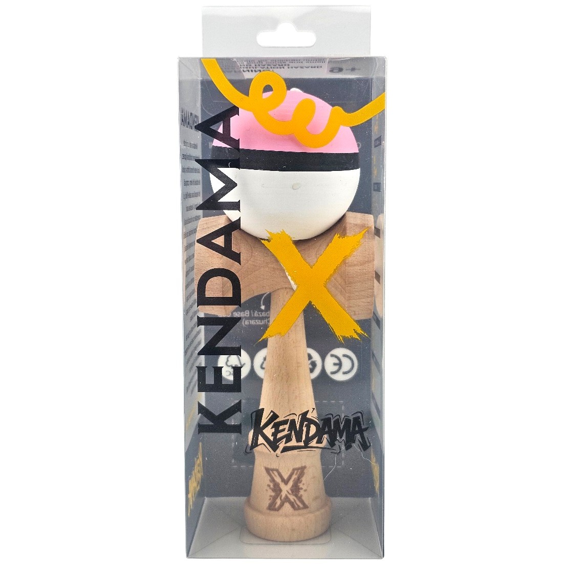 Kendama X Originala, Profesionala, Flippy, din Lemn, 18 cm, Rubber Grip, Roz/Negru/Alb Kendama X Originala, Profesionala, Flippy, din Lemn, 18 cm, Rubber Grip, Roz/Negru/Alb