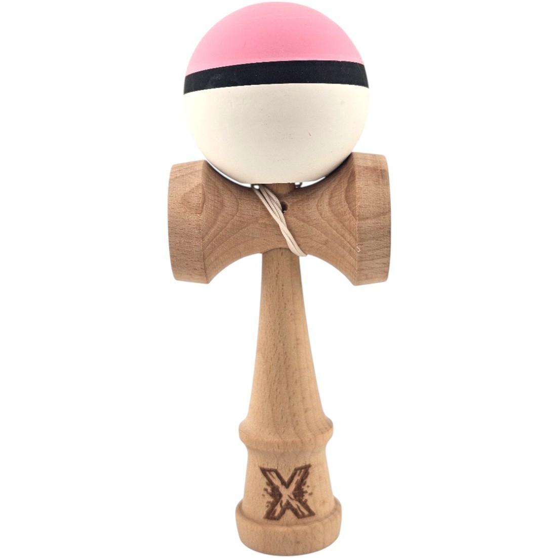 Kendama X Originala, Profesionala, Flippy, din Lemn, 18 cm, Rubber Grip, Roz/Negru/Alb Kendama X Originala, Profesionala, Flippy, din Lemn, 18 cm, Rubber Grip, Roz/Negru/Alb