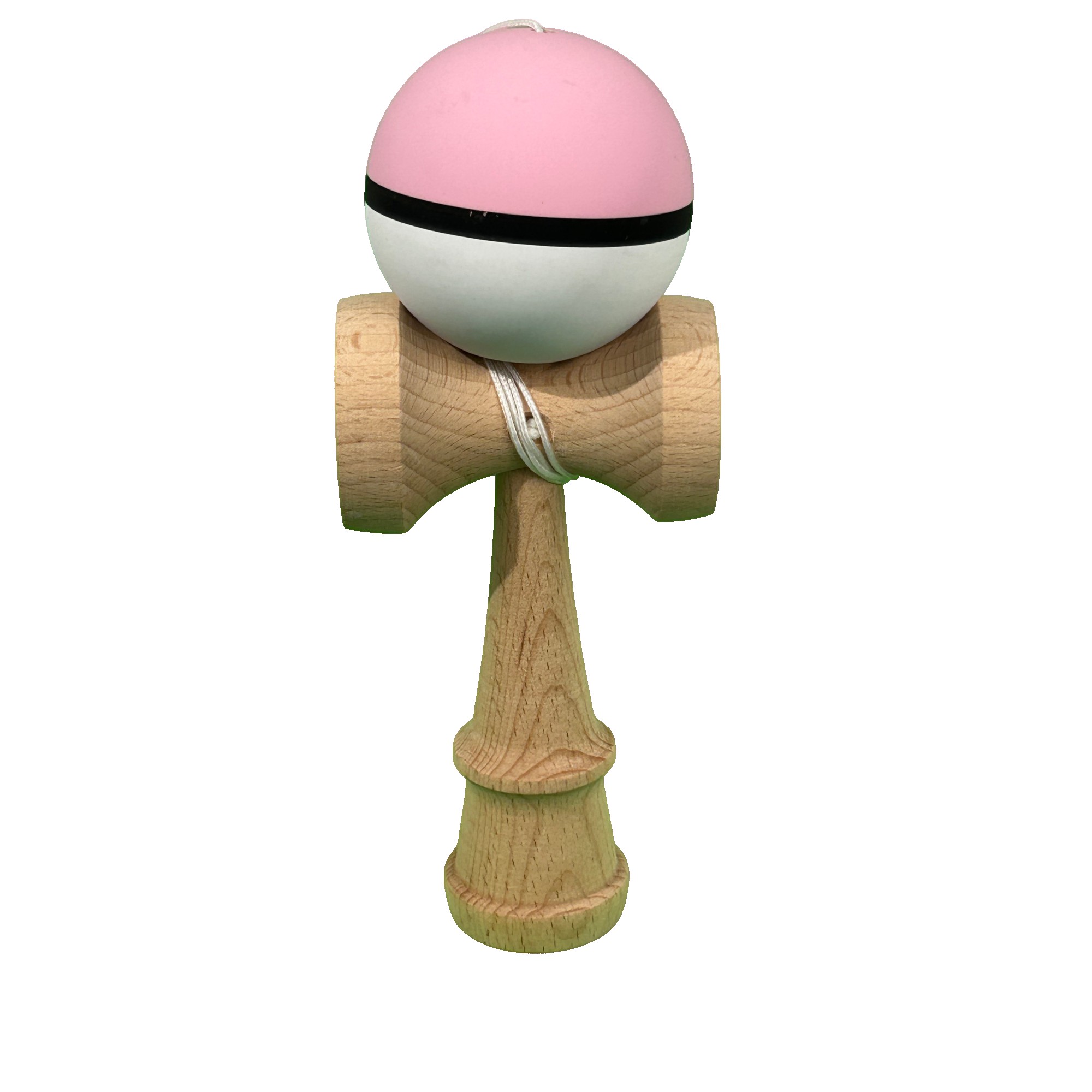 Jucarie Interactiva Kendama Profesionala, Flippy, din Lemn, 18 cm, Joc de Indemanare pentru Copii si Adulti, Multicolor Roz/Negru/Alb