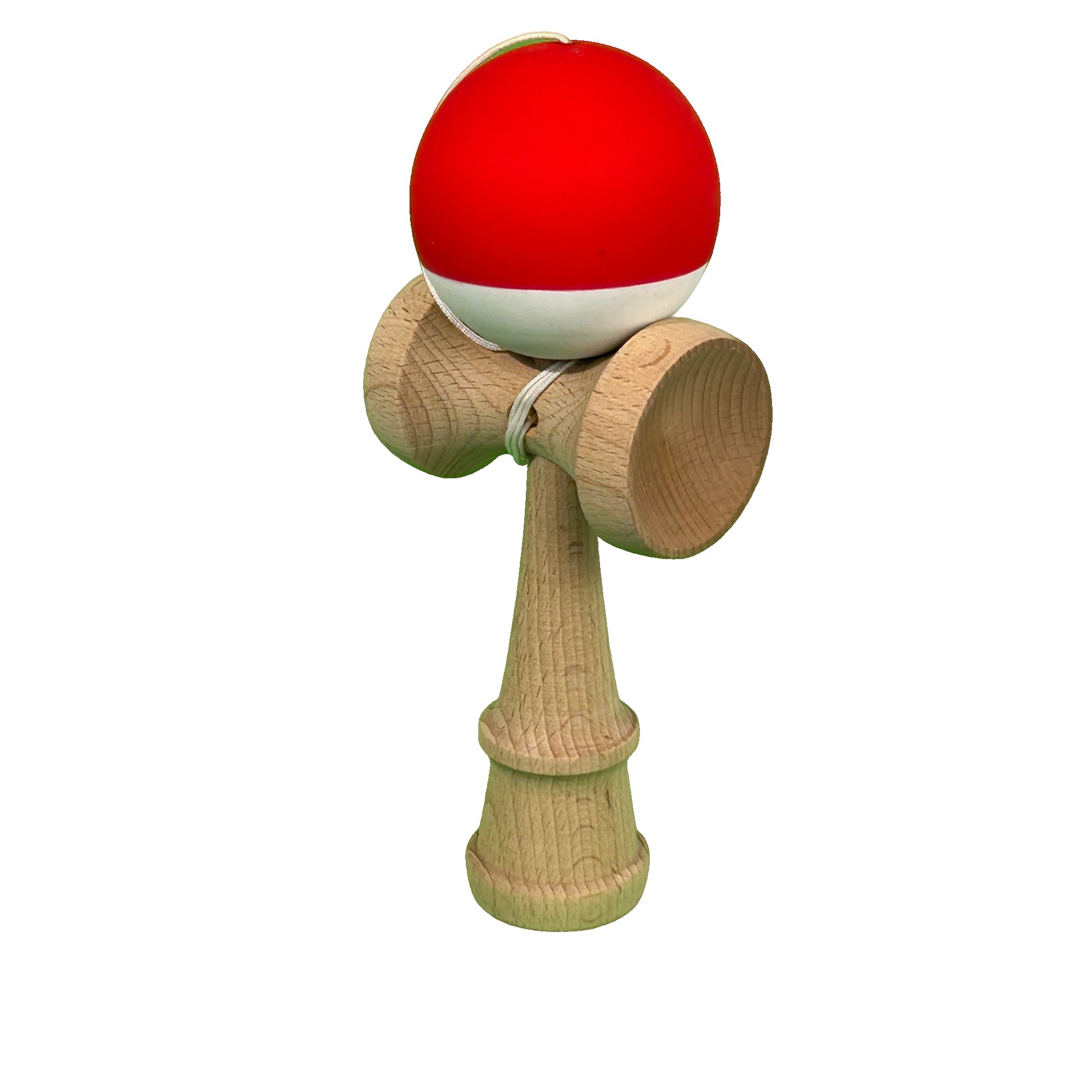 Jucarie Interactiva Kendama Profesionala, Flippy, din Lemn, 18 cm, Joc de Indemanare pentru Copii si Adulti, Bicolor Rosu Alb