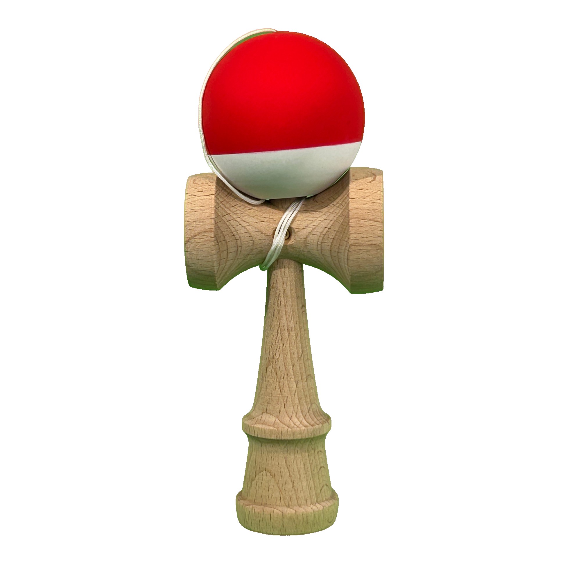 Jucarie Interactiva Kendama Profesionala, Flippy, din Lemn, 18 cm, Joc de Indemanare pentru Copii si Adulti, Bicolor Rosu Alb