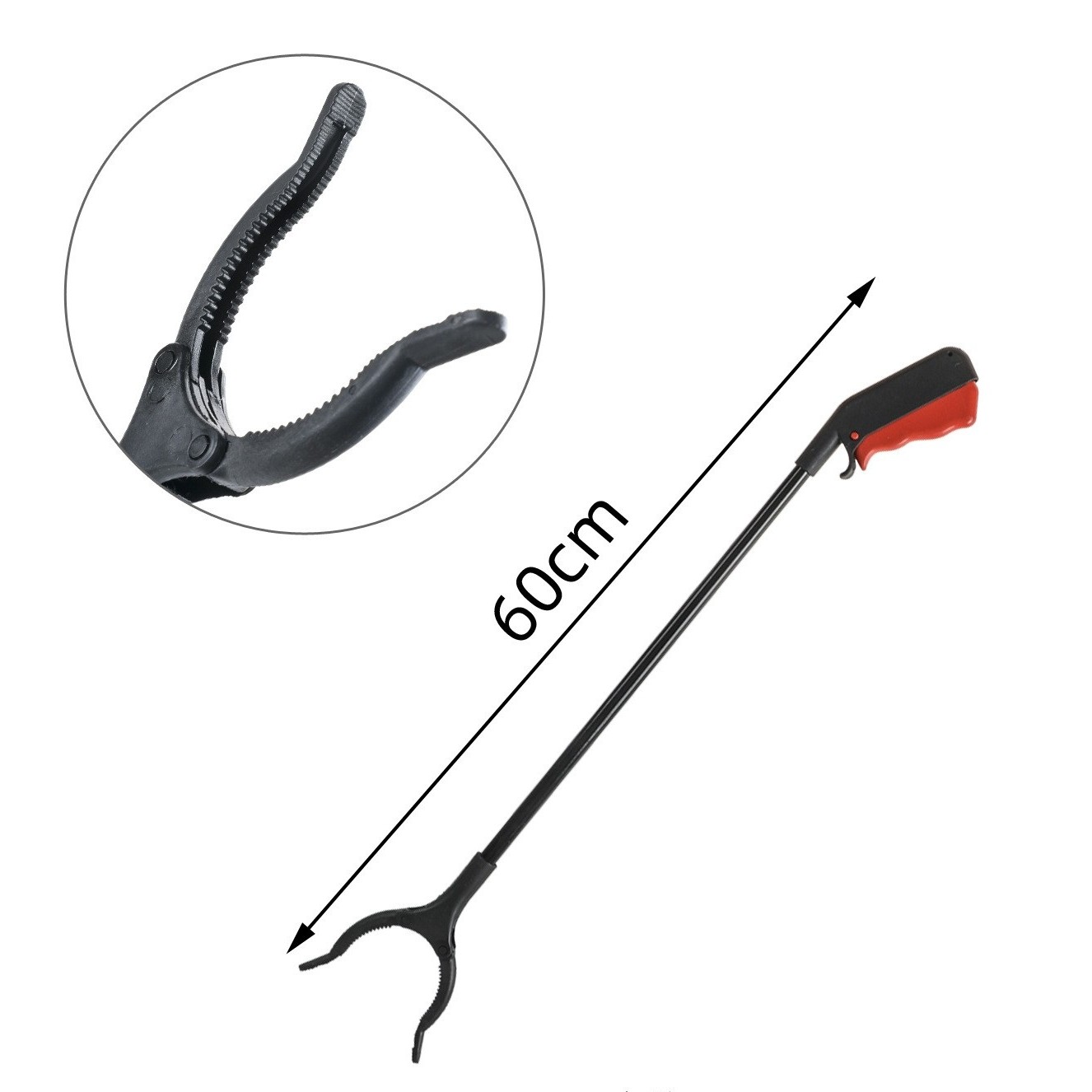 Cleste pentru Colectarea Deseurilor, Flippy, din Metal si Plastic, 60 cm, Fara Maini Murdare, Negru/Rosu