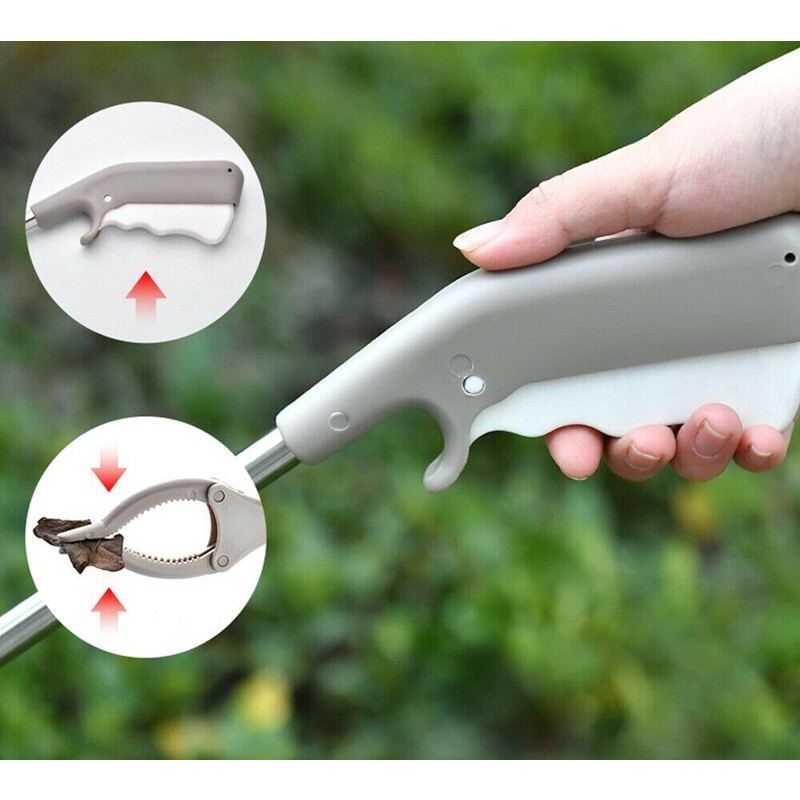 Cleste pentru Colectarea Deseurilor, Flippy, din Metal si Plastic, 96.5 cm, Fara Maini Murdare, Gri