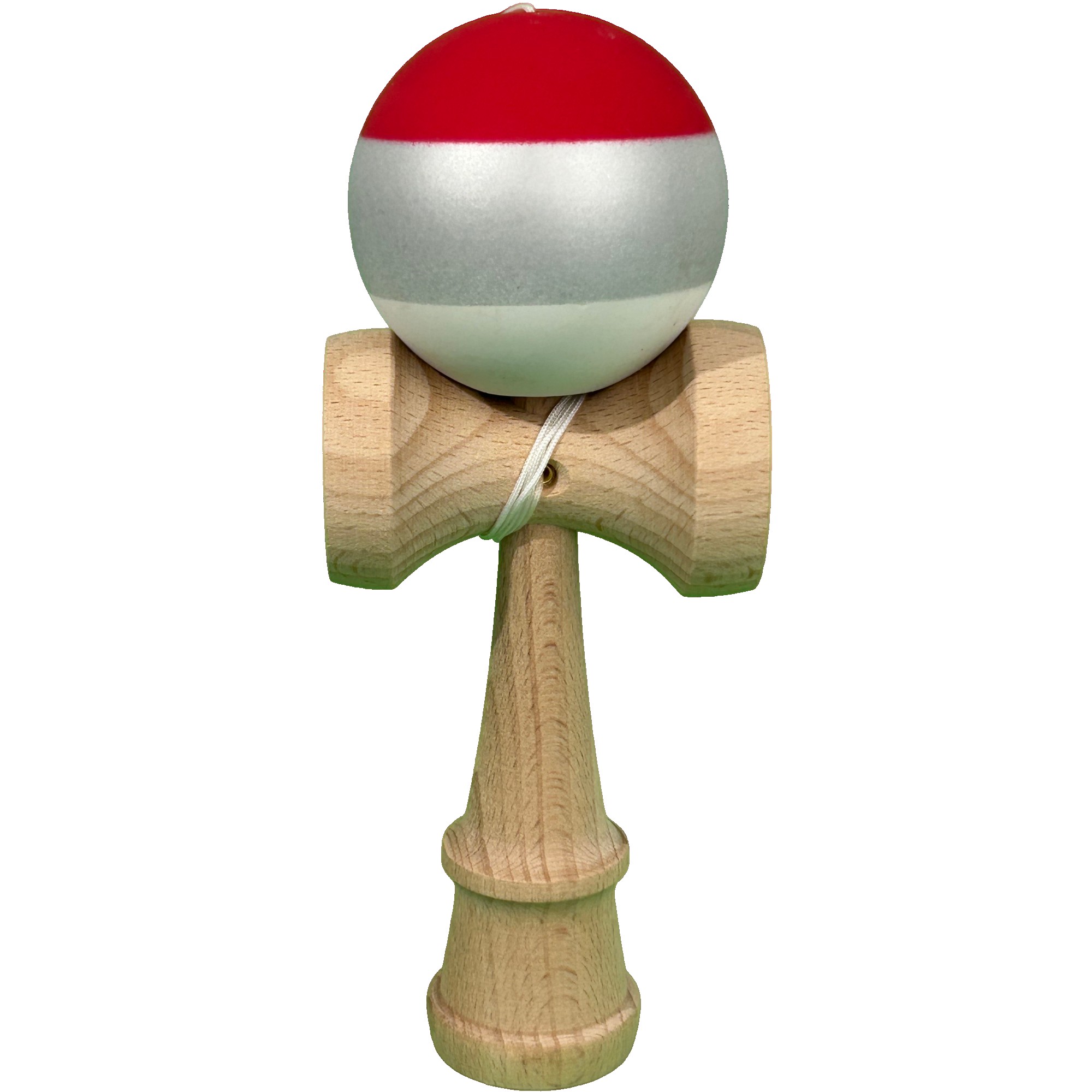 Jucarie Interactiva Kendama Profesionala, Flippy, din Lemn, 18 x 7 x 6 cm, Joc de Indemanare pentru Copii si Adulti, Multicolor Rosu Gri Alb