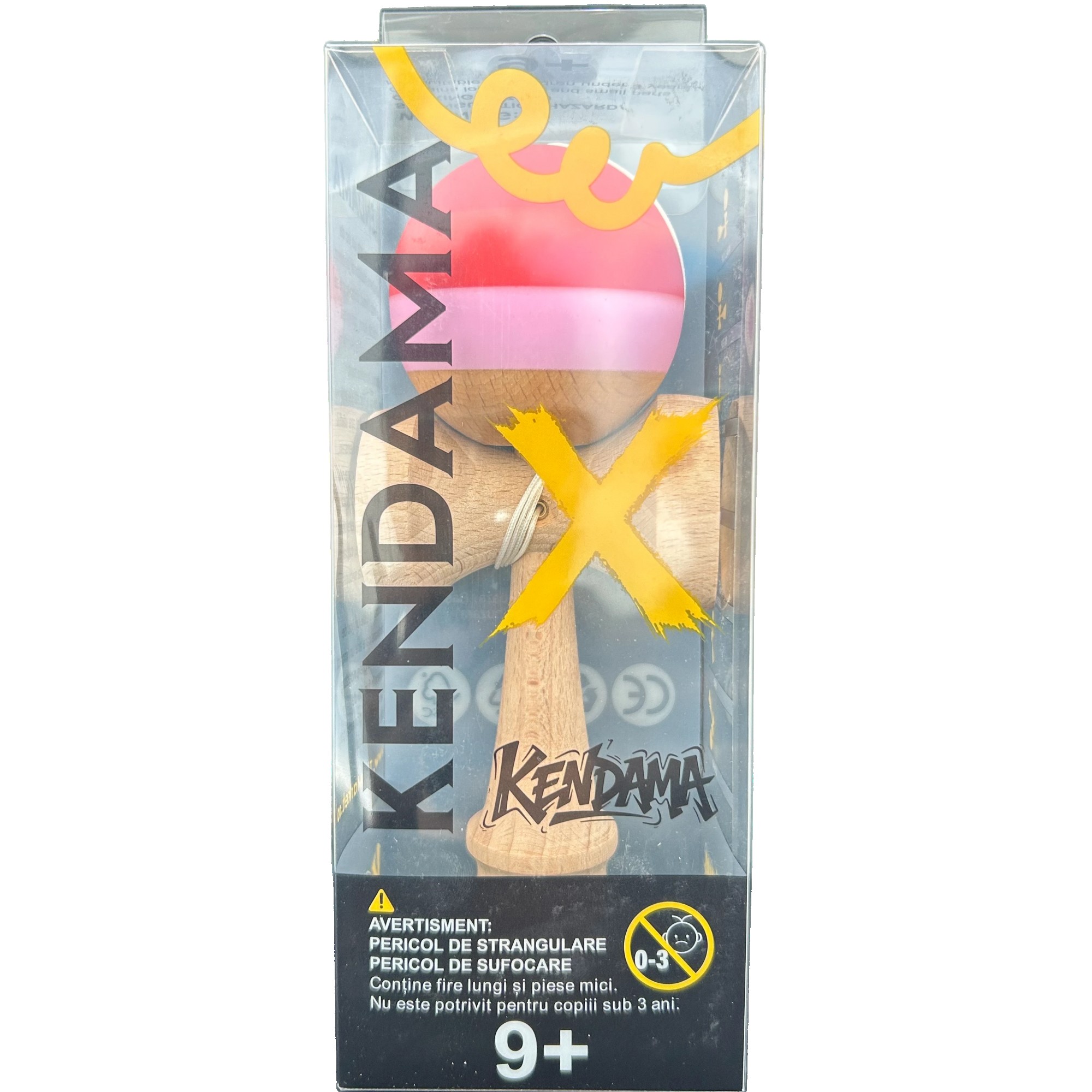 Jucarie Interactiva Kendama Profesionala, Flippy, din Lemn, 18 x 7 x 6 cm, Joc de Indemanare pentru Copii si Adulti, Multicolor Rosu inchis Rosu Alb