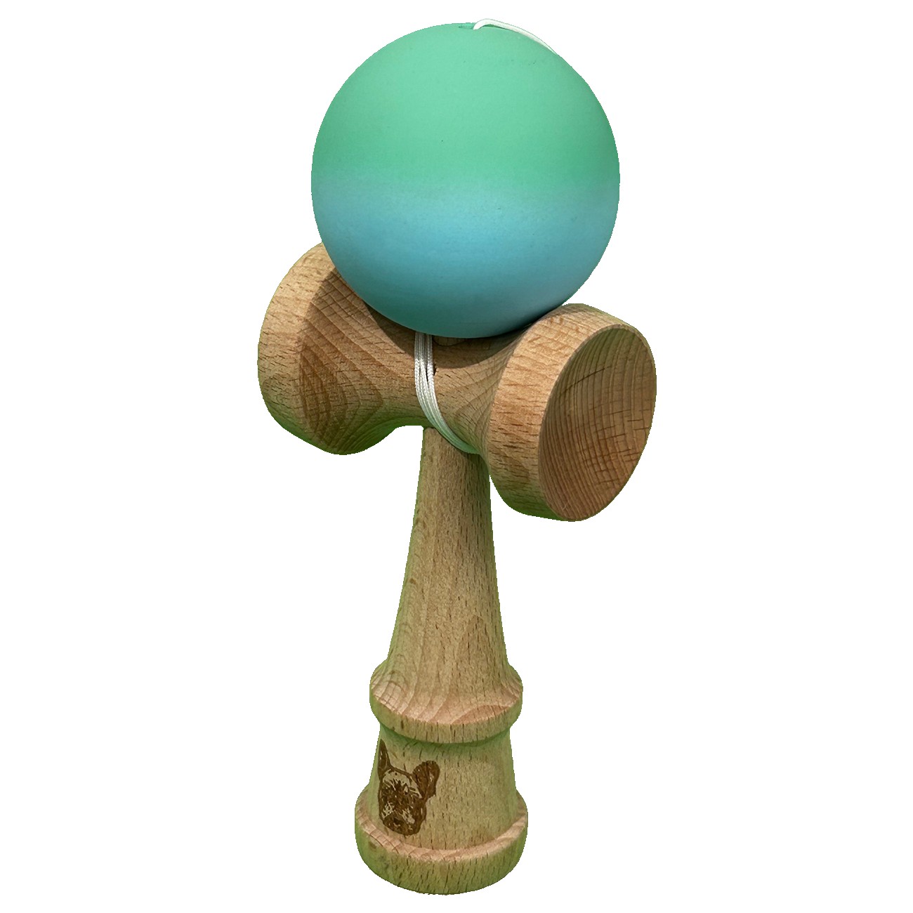 Jucarie Kendama X Originala, Profesionala, Flippy, din Lemn, Rubber Grip, 18 cm, Gradient Turcoaz/Alb