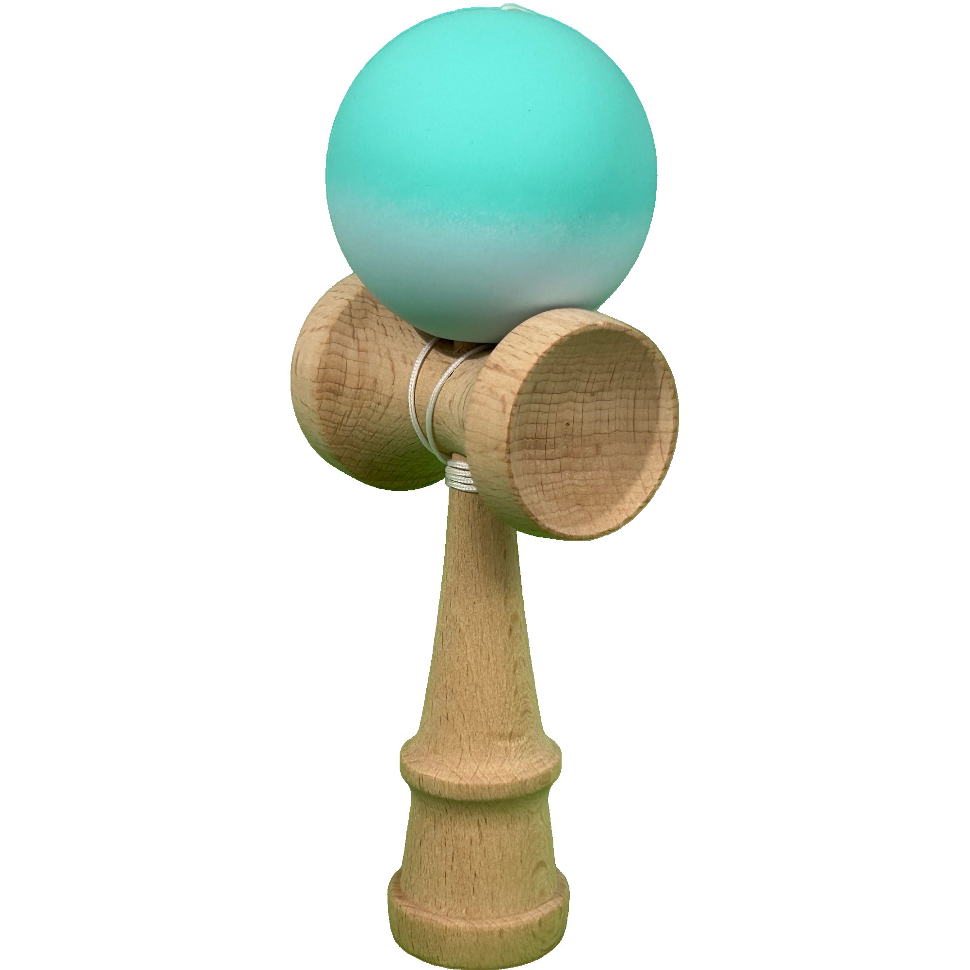 Jucarie Interactiva Kendama Profesionala, Flippy, din Lemn, 18 x 7 x 6 cm, Joc de Indemanare pentru Copii si Adulti, Gradient Turcoaz Alb