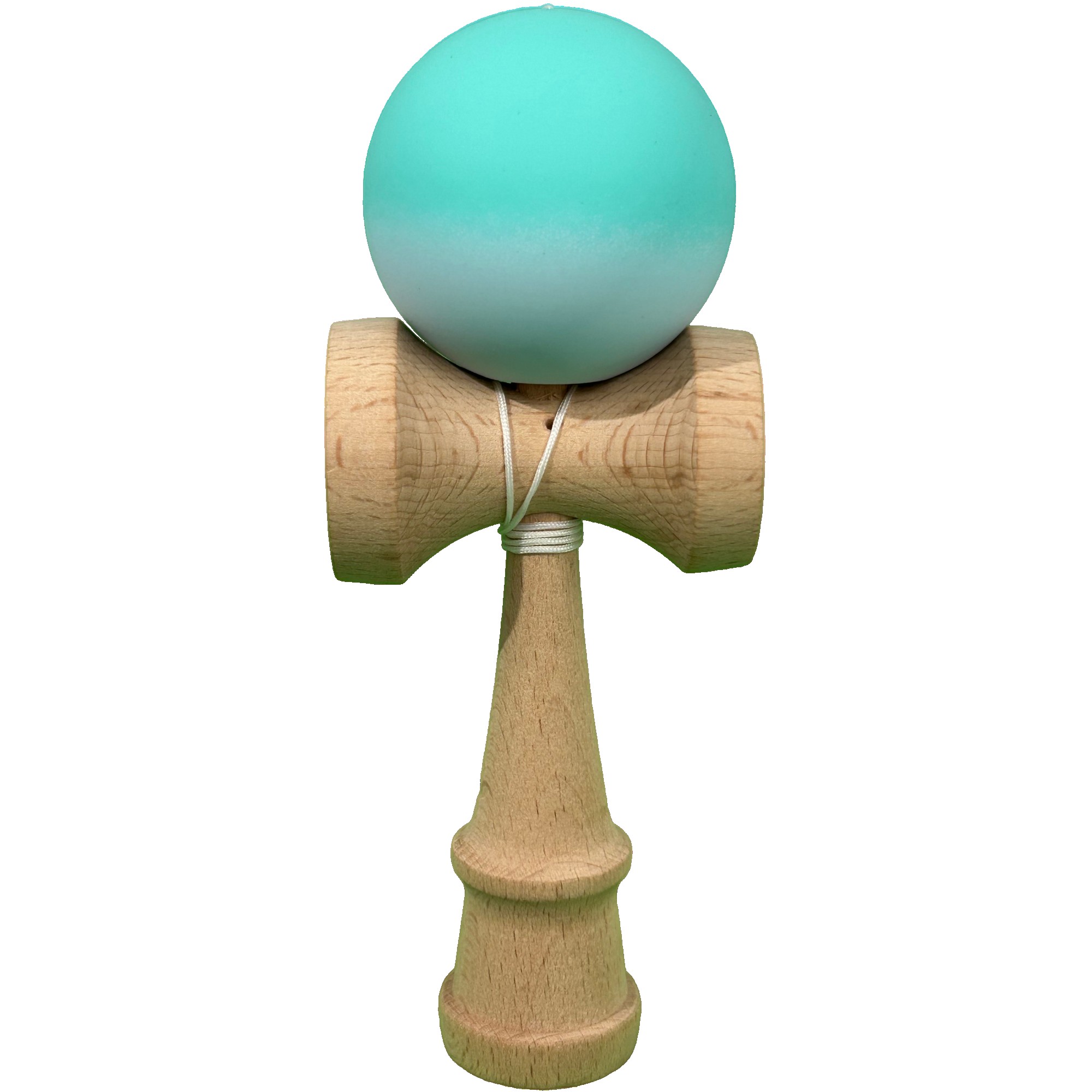 Jucarie Interactiva Kendama Profesionala, Flippy, din Lemn, 18 x 7 x 6 cm, Joc de Indemanare pentru Copii si Adulti, Gradient Turcoaz Alb