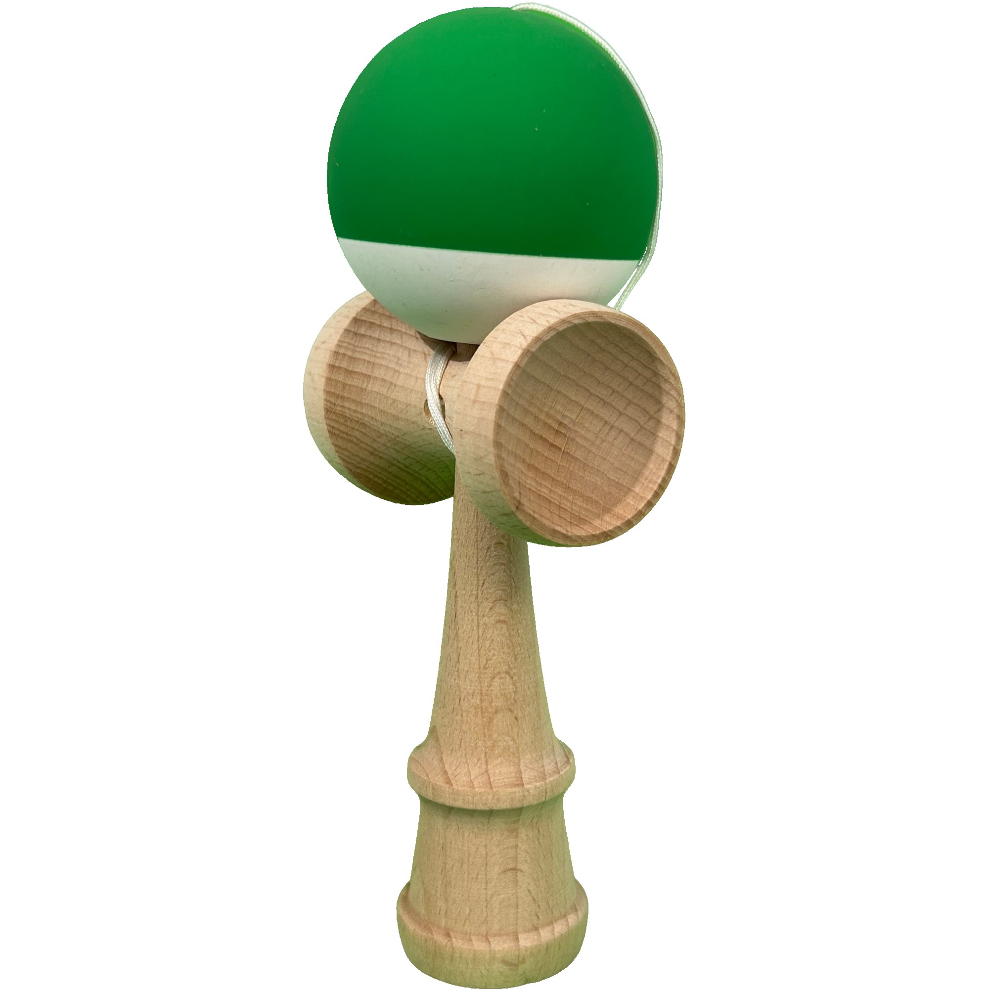 Jucarie Interactiva Kendama Profesionala, Flippy, din Lemn, 18 x 7 x 6 cm, Joc de Indemanare pentru Copii si Adulti, Bicolor Verde Alb