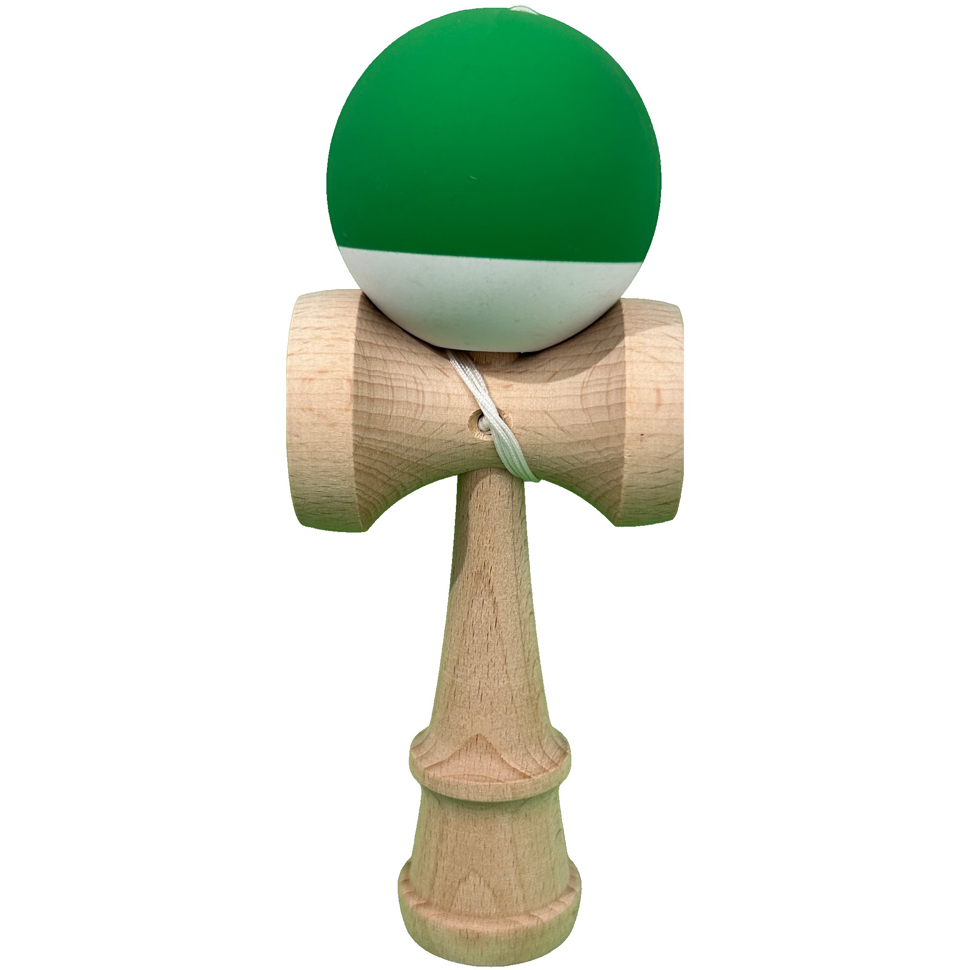 Jucarie Interactiva Kendama Profesionala, Flippy, din Lemn, 18 x 7 x 6 cm, Joc de Indemanare pentru Copii si Adulti, Bicolor Verde Alb