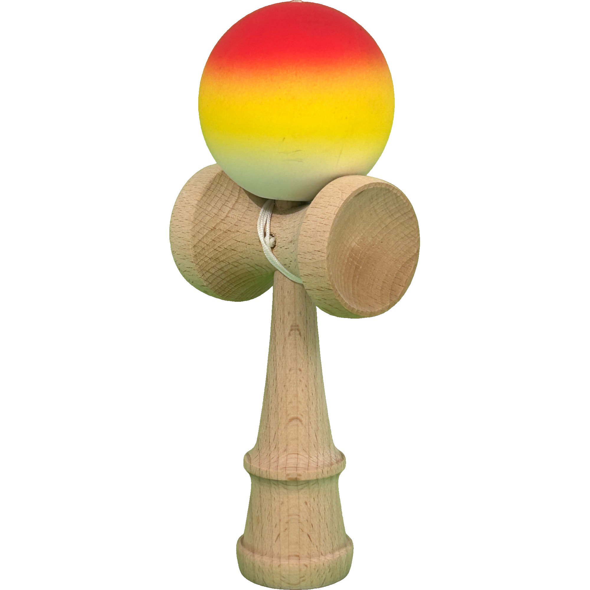Jucarie Interactiva Kendama Profesionala, Flippy, din Lemn, 18 x 7 x 6 cm, Joc de Indemanare pentru Copii si Adulti, Gradient Rosu Galben Alb