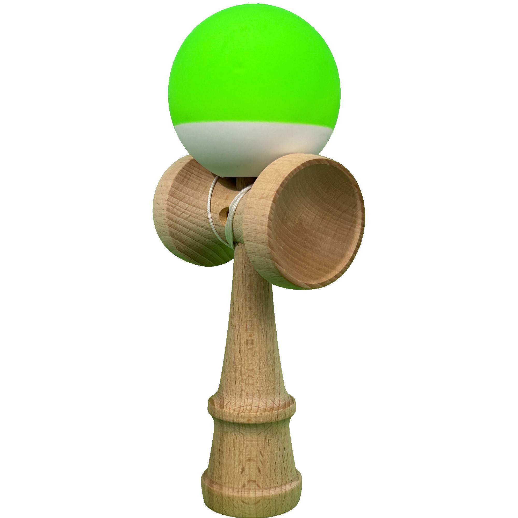 Jucarie Interactiva Kendama Profesionala, Flippy, din Lemn, 18 x 7 x 6 cm, Joc de Indemanare pentru Copii si Adulti, Bicolor Verde deschis Alb