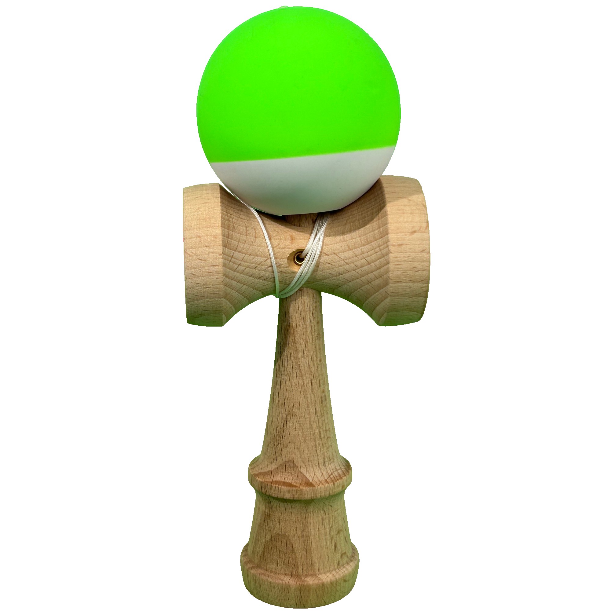 Jucarie Interactiva Kendama Profesionala, Flippy, din Lemn, 18 x 7 x 6 cm, Joc de Indemanare pentru Copii si Adulti, Bicolor Verde deschis Alb