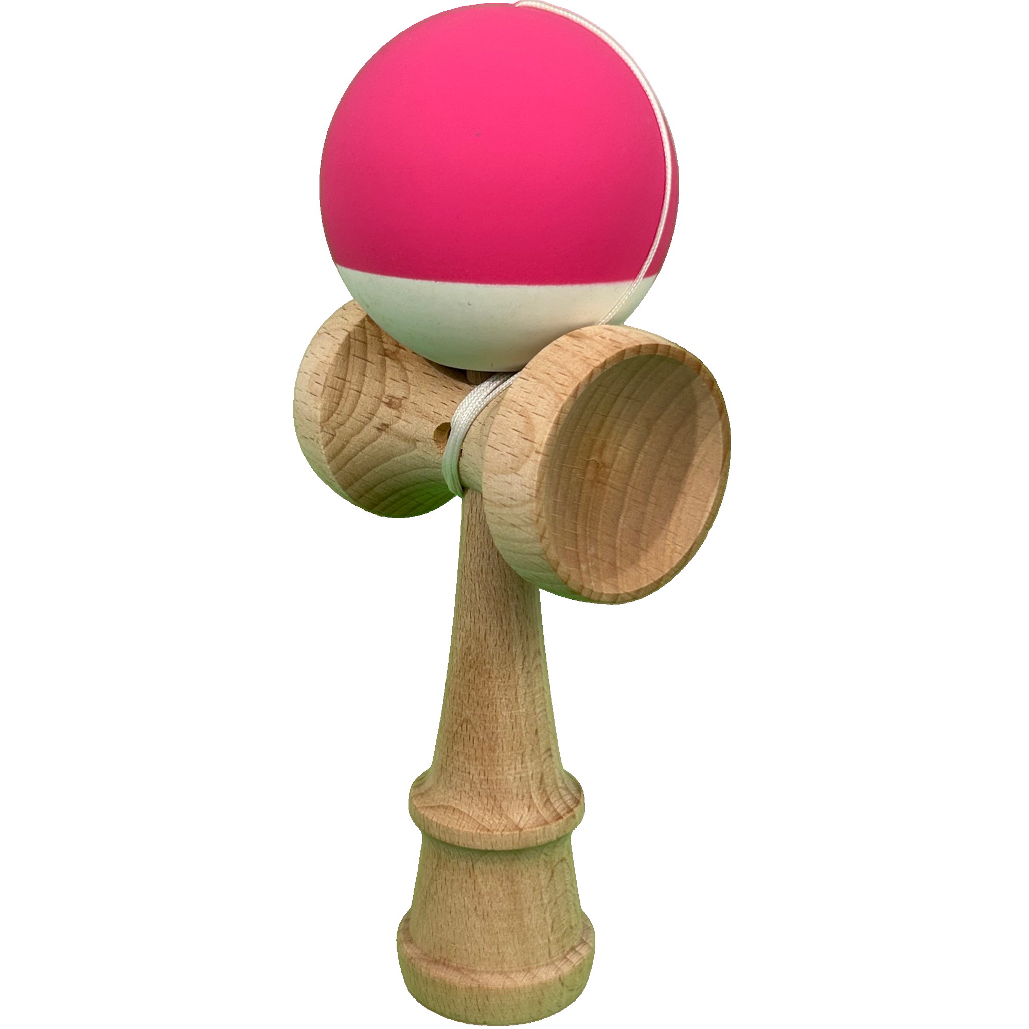 Jucarie Interactiva Kendama Profesionala, Flippy, din Lemn, 18 x 7 x 6 cm, Joc de Indemanare pentru Copii si Adulti, Bicolor Roz inchis Alb