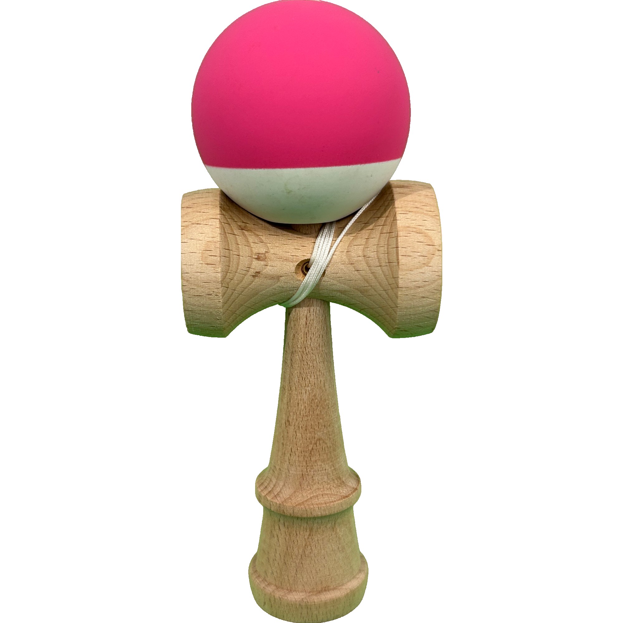 Jucarie Interactiva Kendama Profesionala, Flippy, din Lemn, 18 x 7 x 6 cm, Joc de Indemanare pentru Copii si Adulti, Bicolor Roz inchis Alb