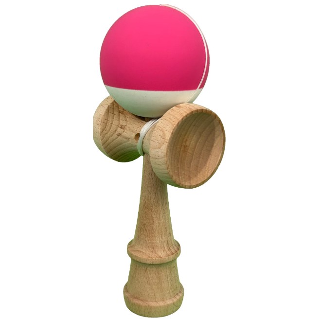 Kendama X Originala, Profesionala, Flippy, din Lemn, 18 cm, Rubber Grip, Roz inchis/Alb Kendama X Originala, Profesionala, Flippy, din Lemn, 18 cm, Rubber Grip, Roz inchis/Alb