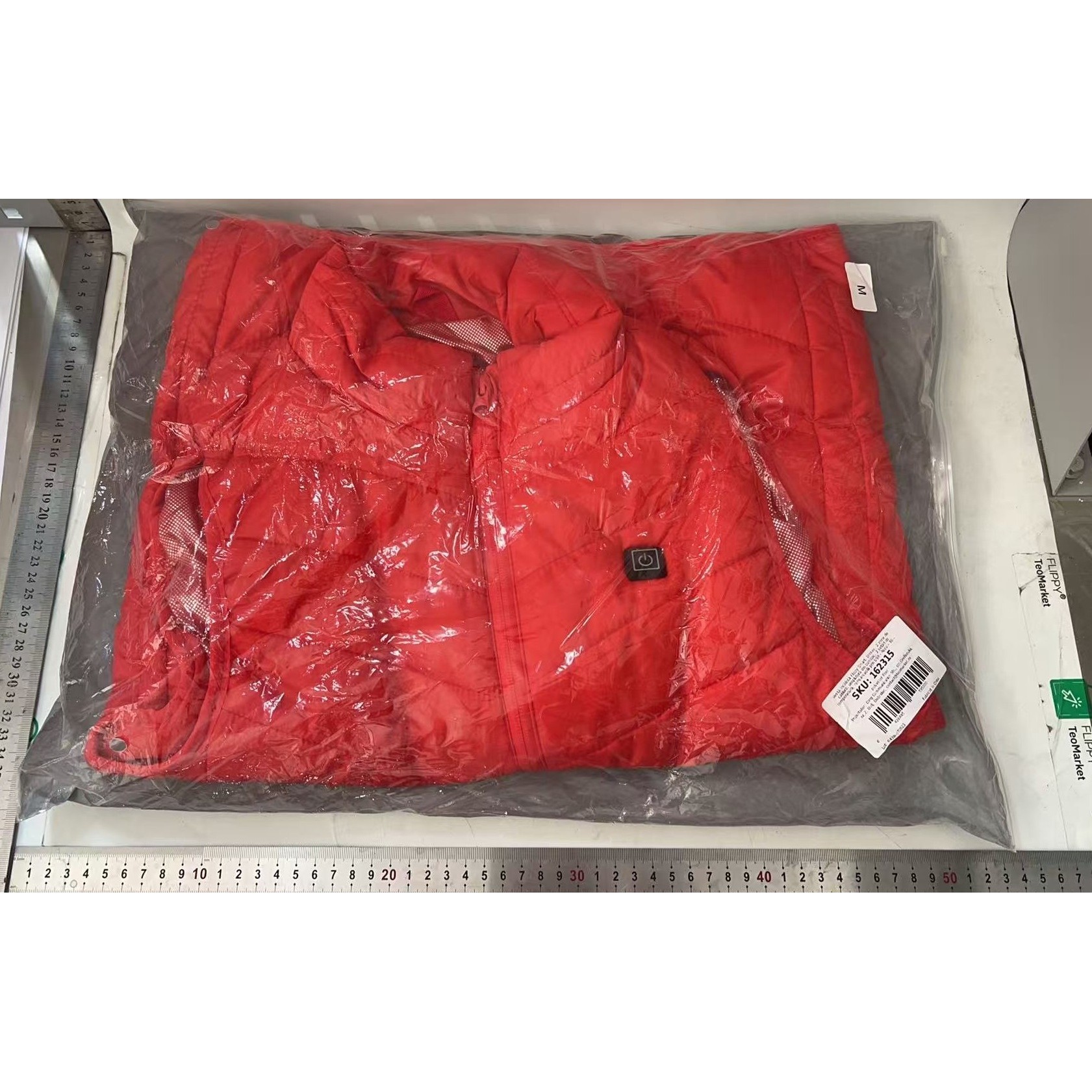 Vesta cu Incalzire, Flippy, Unisex, 2 Zone de Incalzire, Umplutura Bumbac, 3 Trepte de Temperatura, Incarcare USB, Rosu, 45 - 50 kg, Marime M