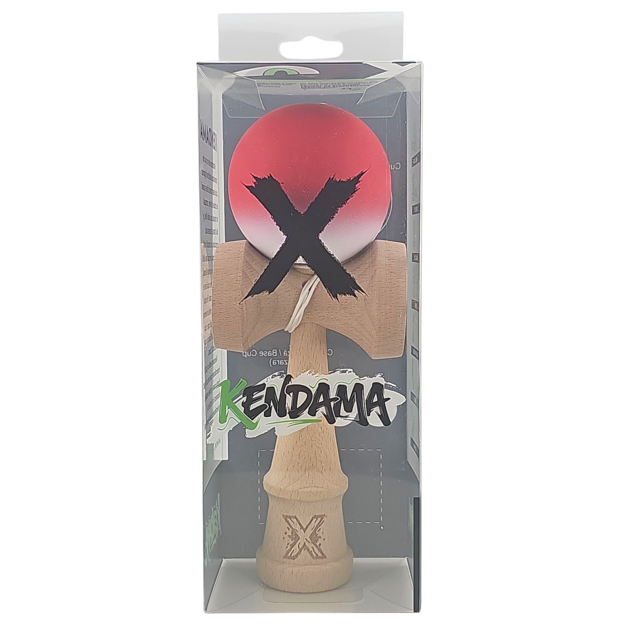 Kendama X Originala, Profesionala, Flippy, din Lemn, Rubber Grip, 18 cm, Gradient Rosu/Alb