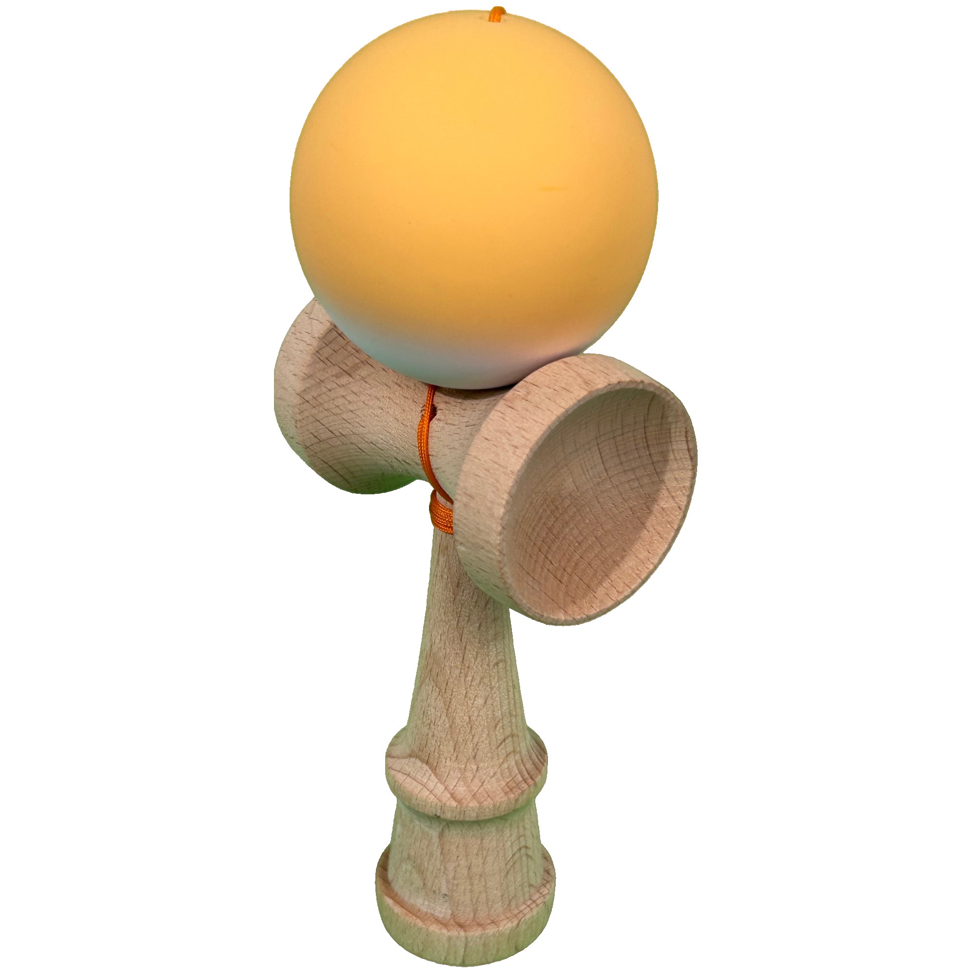 Jucarie Interactiva Kendama Profesionala, Flippy, din Lemn cu Bila Cauciucata, 18 x 6 x 7 cm, Joc de Indemanare pentru Copii si Adulti, Gradient Portocaliu Alb 