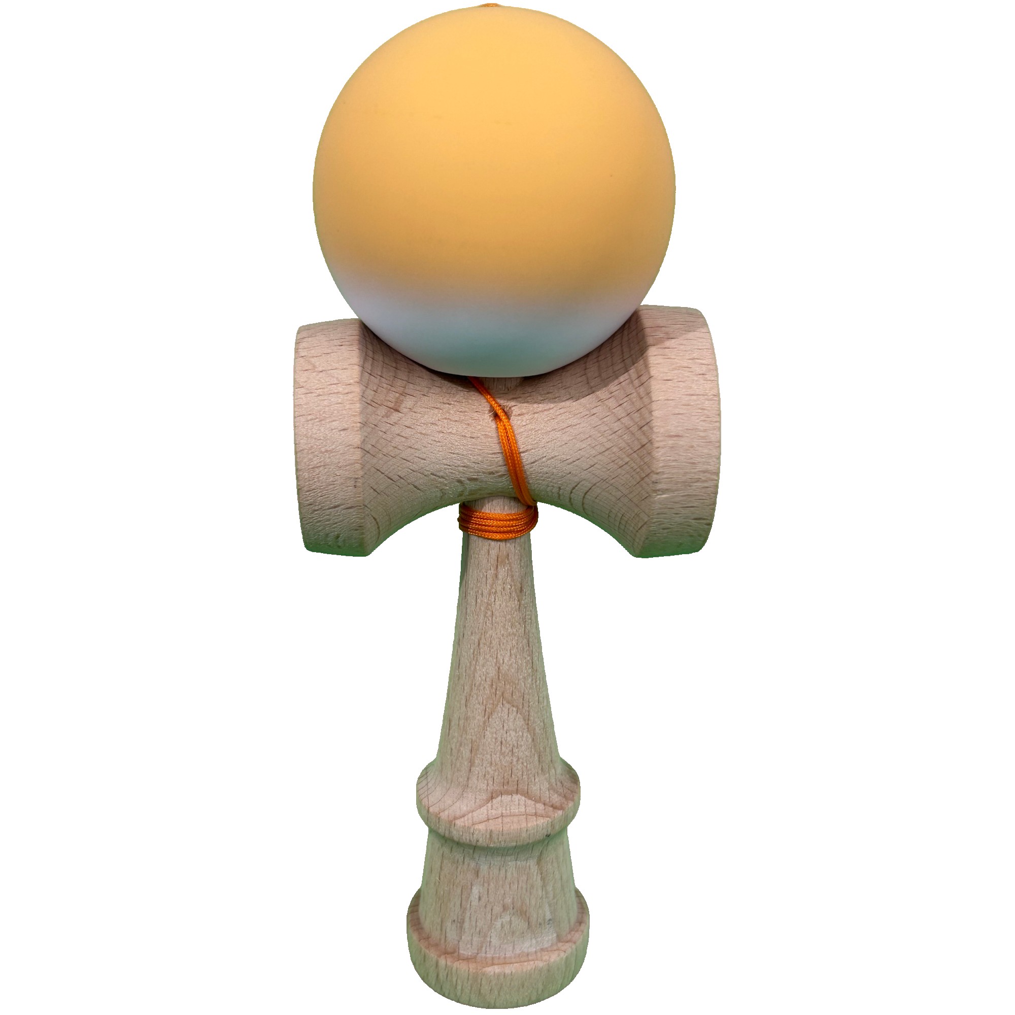 Jucarie Interactiva Kendama Profesionala, Flippy, din Lemn cu Bila Cauciucata, 18 x 6 x 7 cm, Joc de Indemanare pentru Copii si Adulti, Gradient Portocaliu Alb 