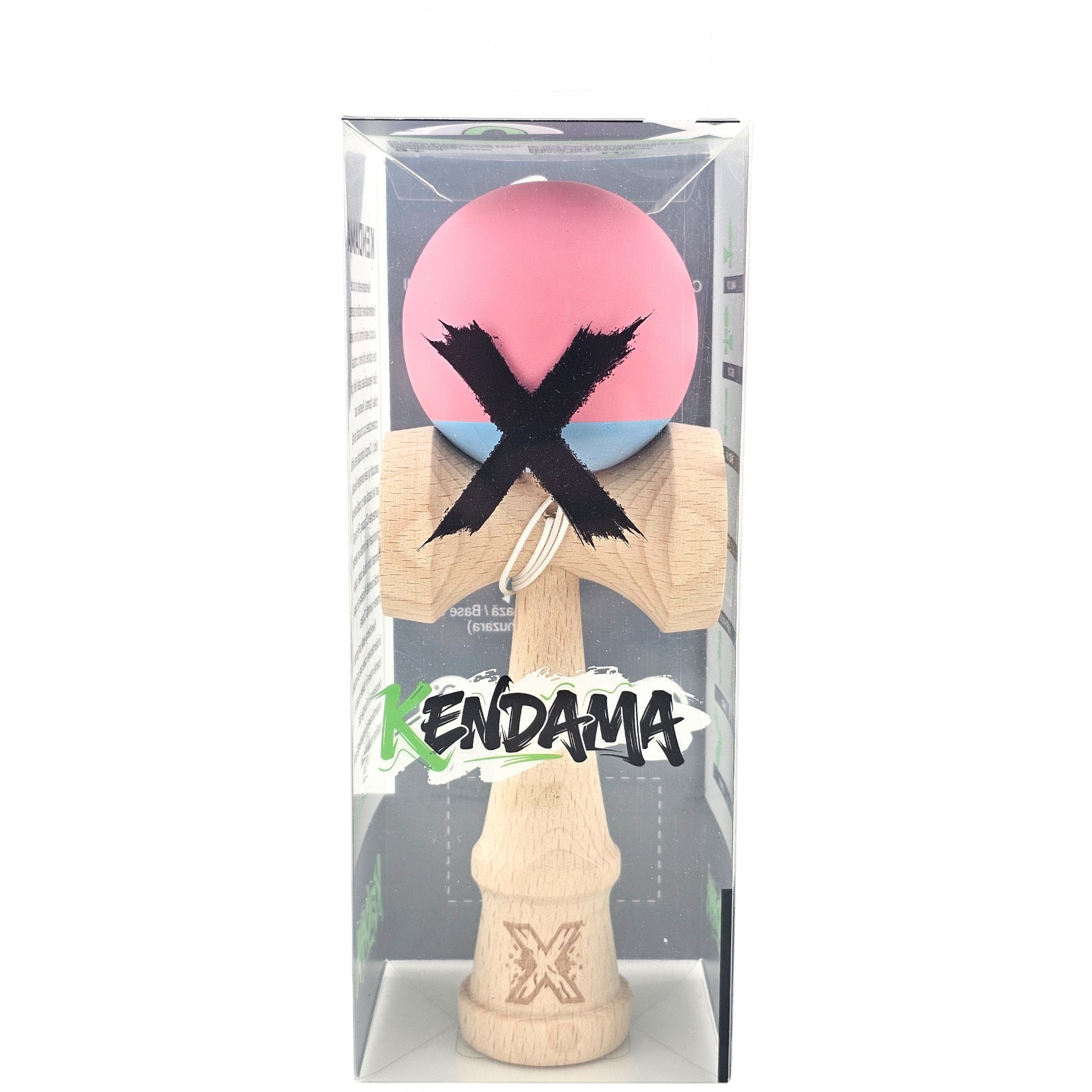 Kendama X Originala, Profesionala, Flippy, din Lemn, 18 cm, Rubber Grip, Roz/Gri