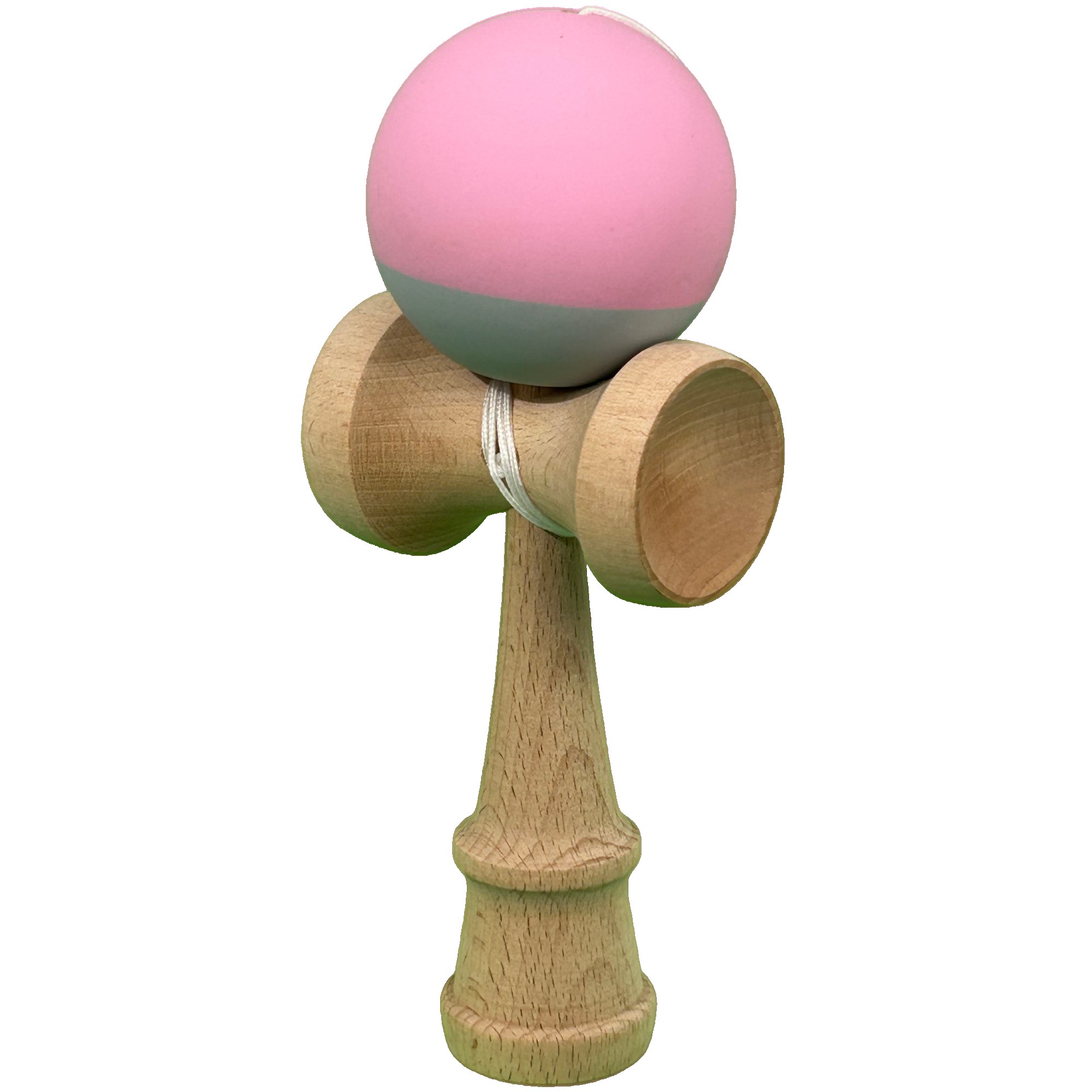 Jucarie Interactiva Kendama Profesionala, Flippy, din Lemn cu Bila Cauciucata, 18 x 6 x 7 cm, Joc de Indemanare pentru Copii si Adulti, Bicolor Roz Gri