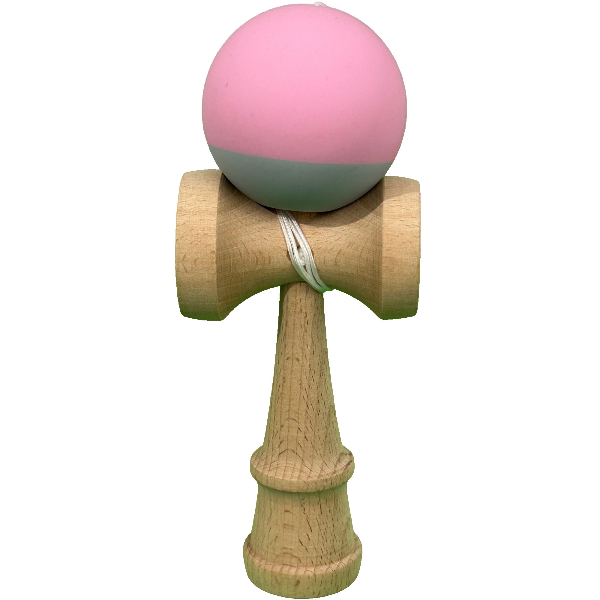 Jucarie Interactiva Kendama Profesionala, Flippy, din Lemn cu Bila Cauciucata, 18 x 6 x 7 cm, Joc de Indemanare pentru Copii si Adulti, Bicolor Roz Gri