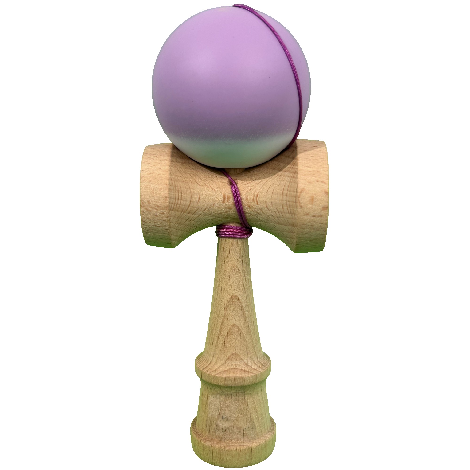 Jucarie Interactiva Kendama Profesionala, Flippy, din Lemn cu Bila Cauciucata, 18 x 6 x 7 cm, Joc de Indemanare pentru Copii si Adulti, Gradient Mov Alb