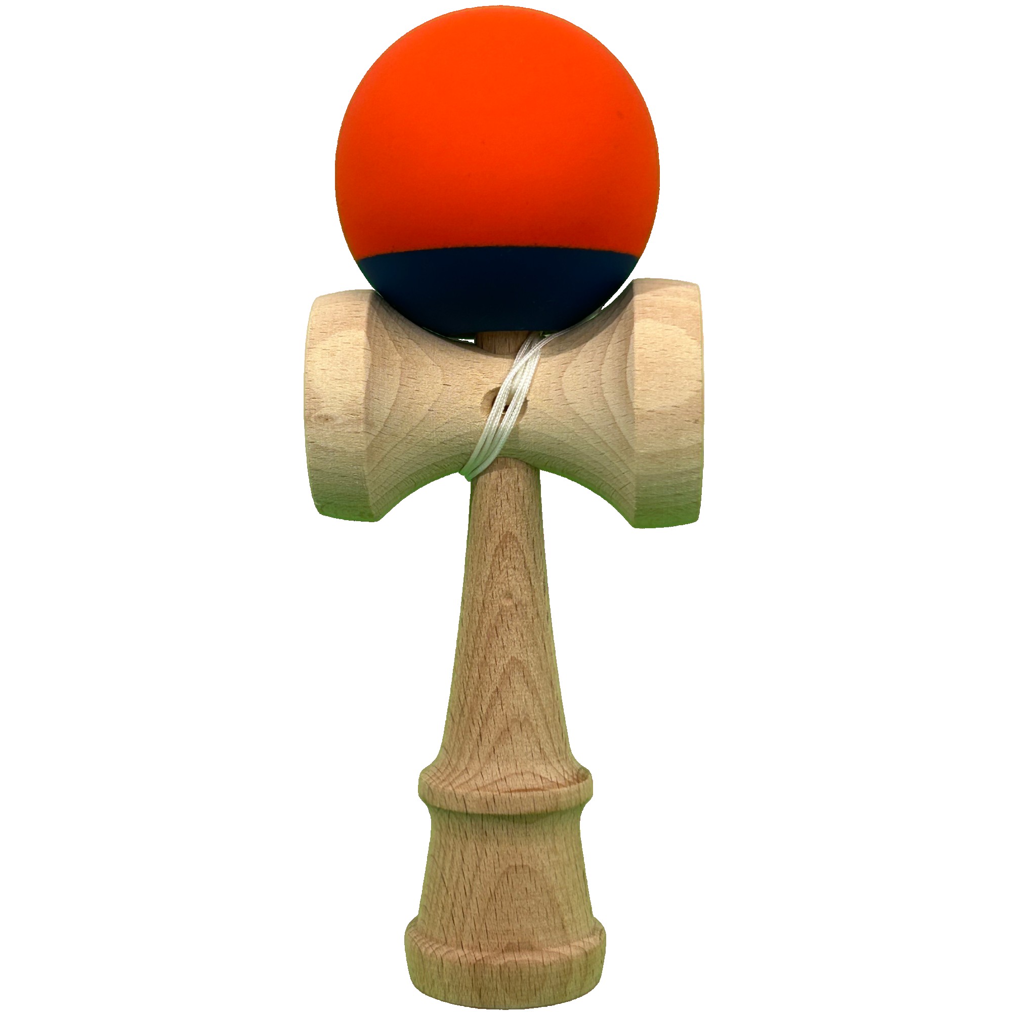 Jucarie Interactiva Kendama Profesionala, Flippy, din Lemn cu Bila Cauciucata, 18 x 6 x 7 cm, Joc de Indemanare pentru Copii si Adulti, Bicolor Portocaliu Albastru inchis