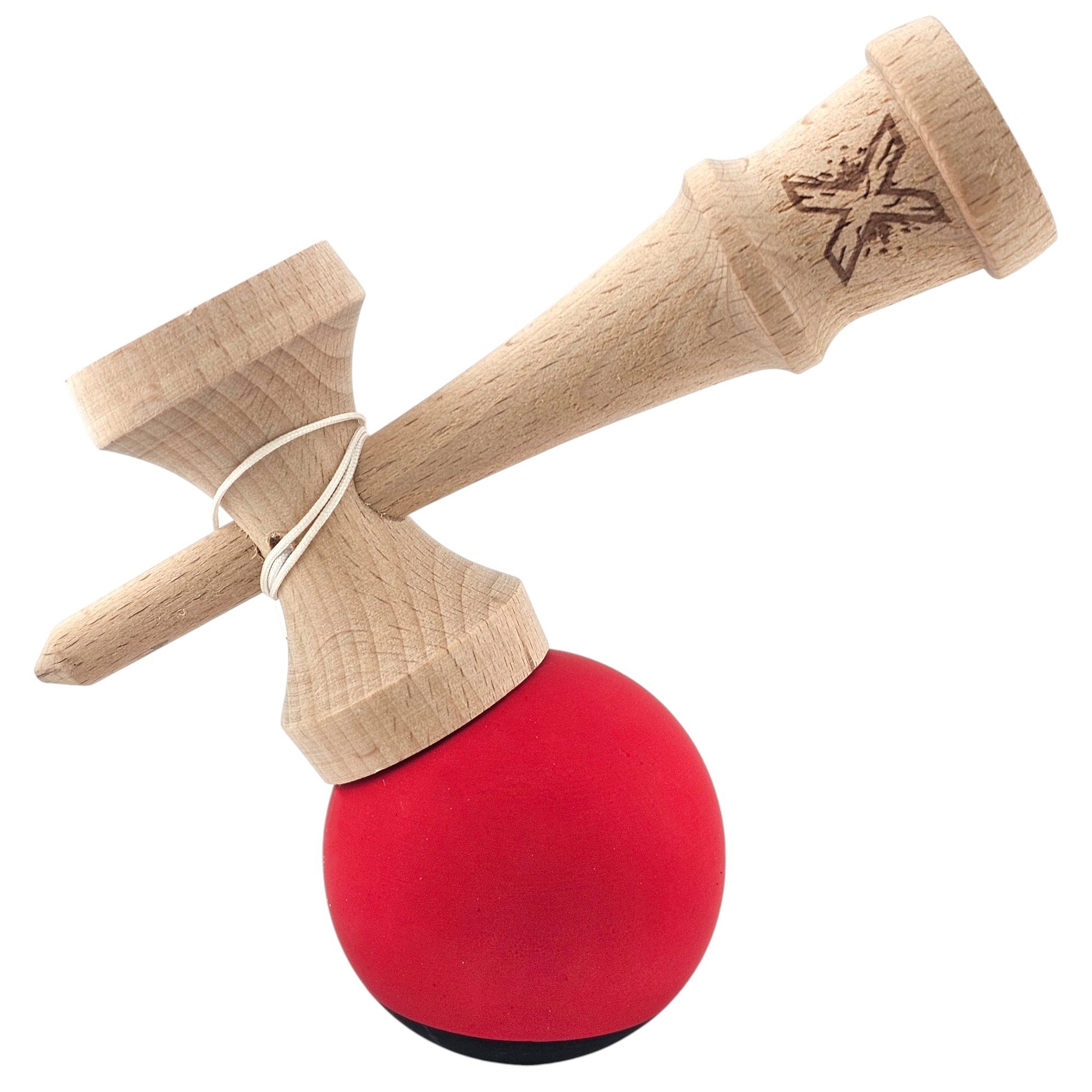 Kendama X Originala, Profesionala, Flippy, din Lemn, 18 cm, Rubber Grip, Negru/Rosu