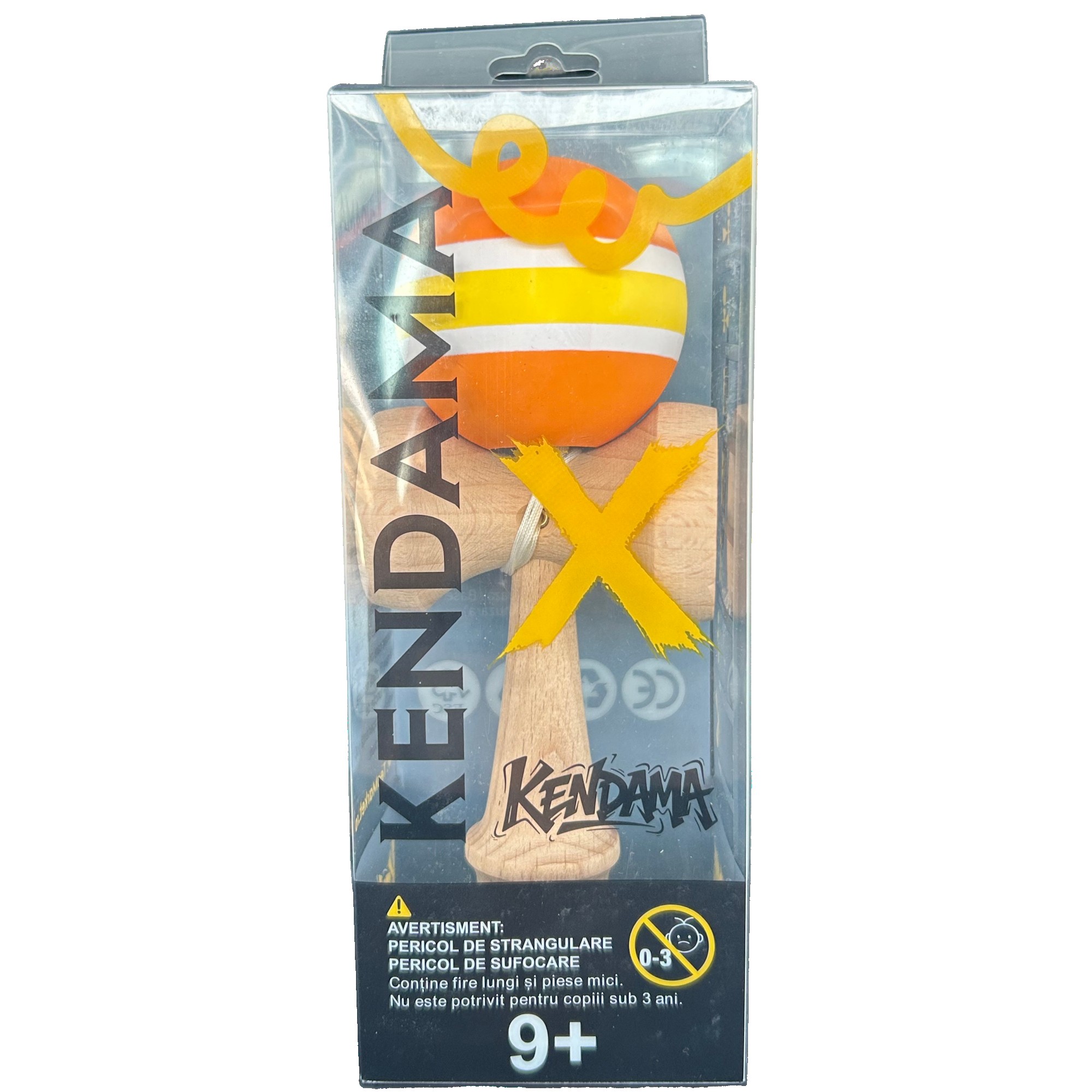 Jucarie Interactiva Kendama Profesionala, Flippy, din Lemn cu Bila Cauciucata, 18 x 6 x 7 cm, Joc de Indemanare pentru Copii si Adulti, Multicolor Portocaliu Galben Alb Jucarie Interactiva Kendama Profesionala, Flippy, din Lemn cu Bila Cauciucata, 18 x 6 x 7 cm, Joc de Indemanare pentru Copii si Adulti, Multicolor Portocaliu Galben Alb