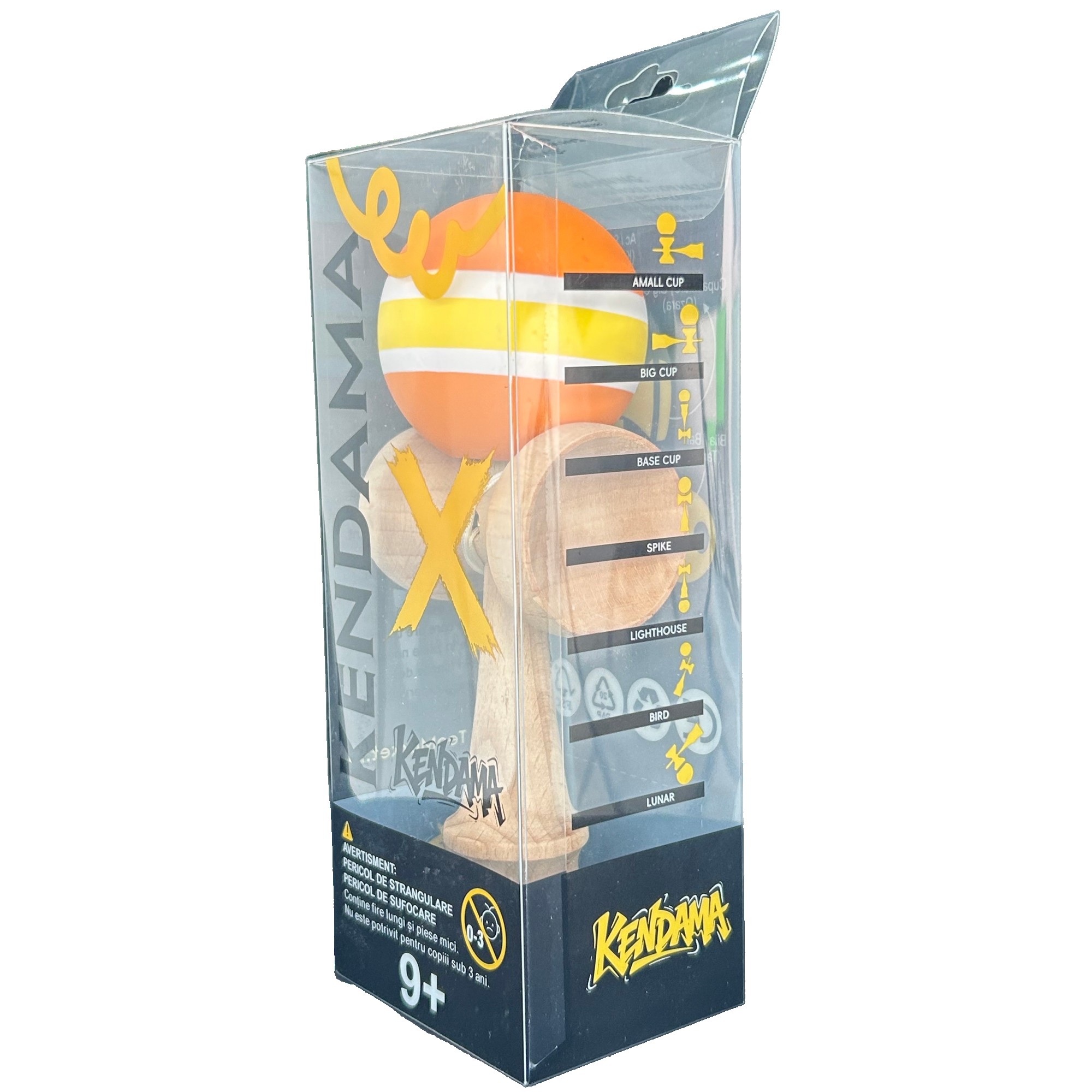 Jucarie Interactiva Kendama Profesionala, Flippy, din Lemn cu Bila Cauciucata, 18 x 6 x 7 cm, Joc de Indemanare pentru Copii si Adulti, Multicolor Portocaliu Galben Alb Jucarie Interactiva Kendama Profesionala, Flippy, din Lemn cu Bila Cauciucata, 18 x 6 x 7 cm, Joc de Indemanare pentru Copii si Adulti, Multicolor Portocaliu Galben Alb